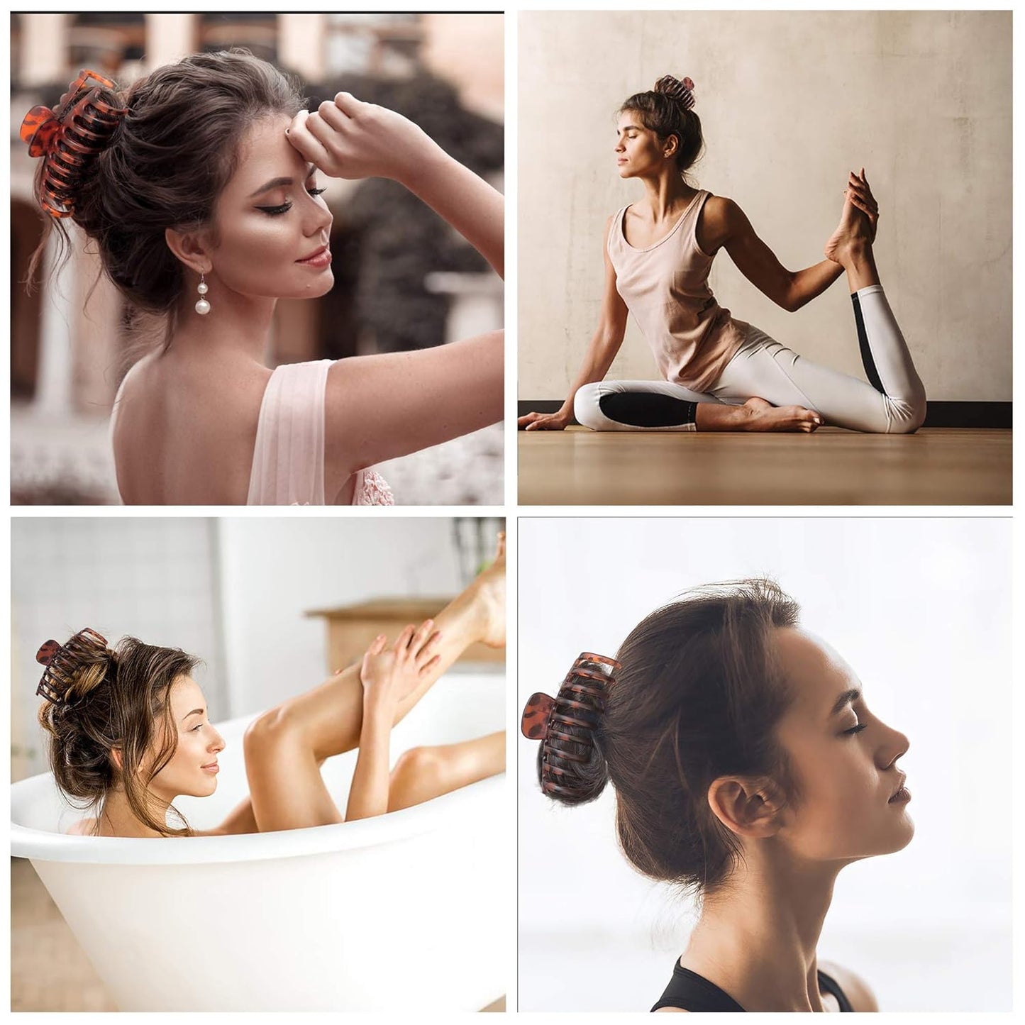 OWIIZI Large Hair Claw Clips for Women 4.3" Matte Leopard Jumbo Hair Clips Non-Slip Ponytail Barrette Strong Hold Claw Clips for Girls Long Thick Hair (4Packs)