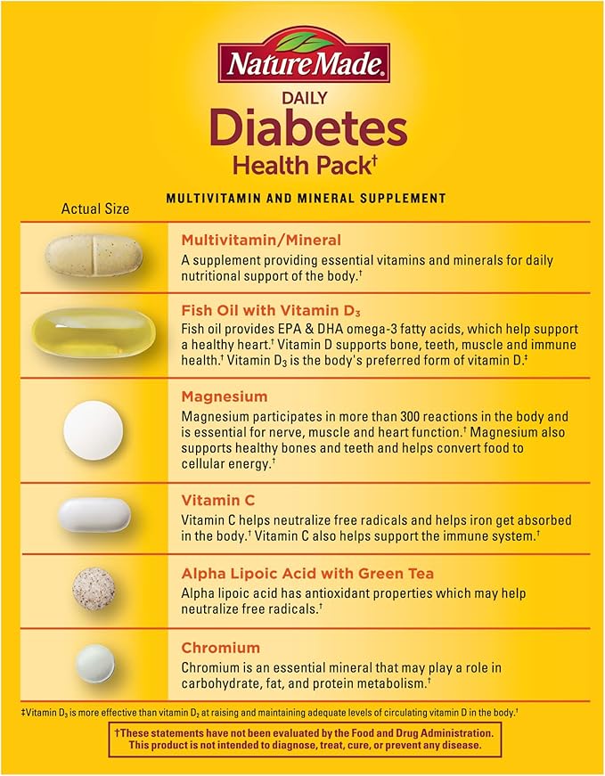 Nature Made Daily Diabetes Health Pack, 30 Packets, 30 Day