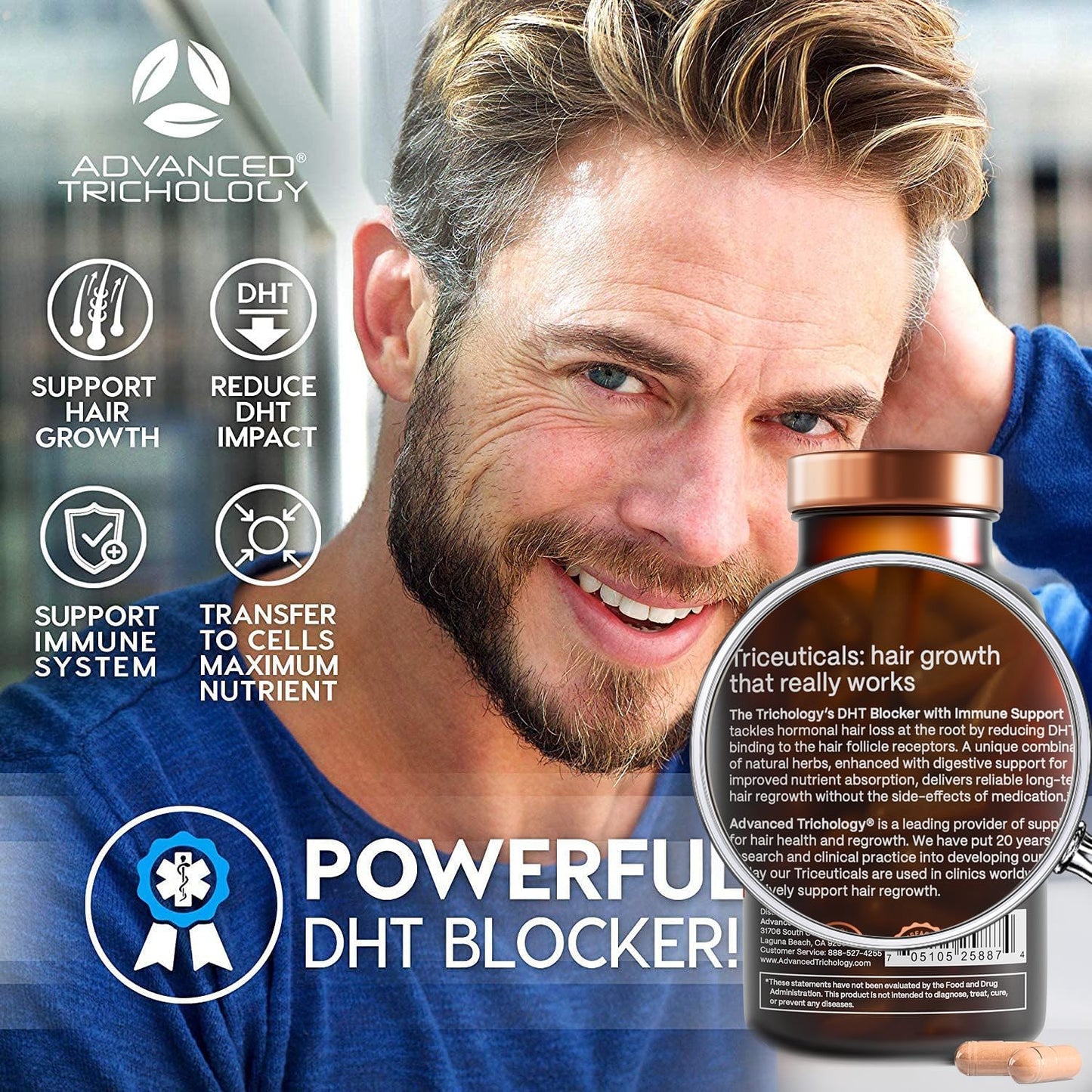 DHT Blocker - Hair Growth Supplement for Genetic Thinning for Men and Women | Approved* by American Hair Loss Association | Guaranteed, Backed by 20 Years of Experience in Hair Loss Treatment Clinics