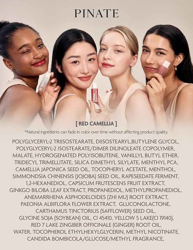 Natural Bloom Korean Lip Oil Serum 0.14 fl oz | Moisturizing Lip Booster Plumping Oil Tint Serum Enriched w/Camellia & Safflower Oils | Non-Irritating Color Changing Lip Oil (Red Camelia)