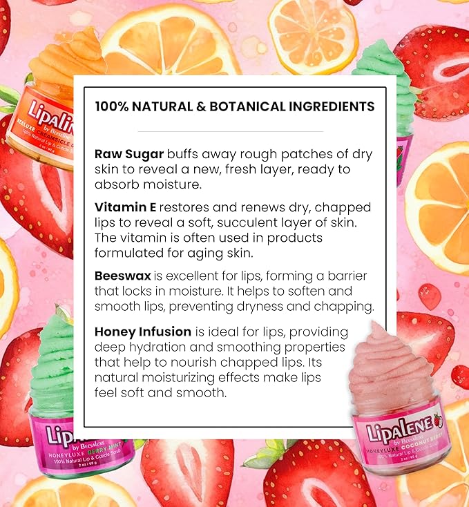 Lipalene HoneyLuxe - 100% Natural Lip & Cuticle Scrub (2 oz, Creamsicle Orange)