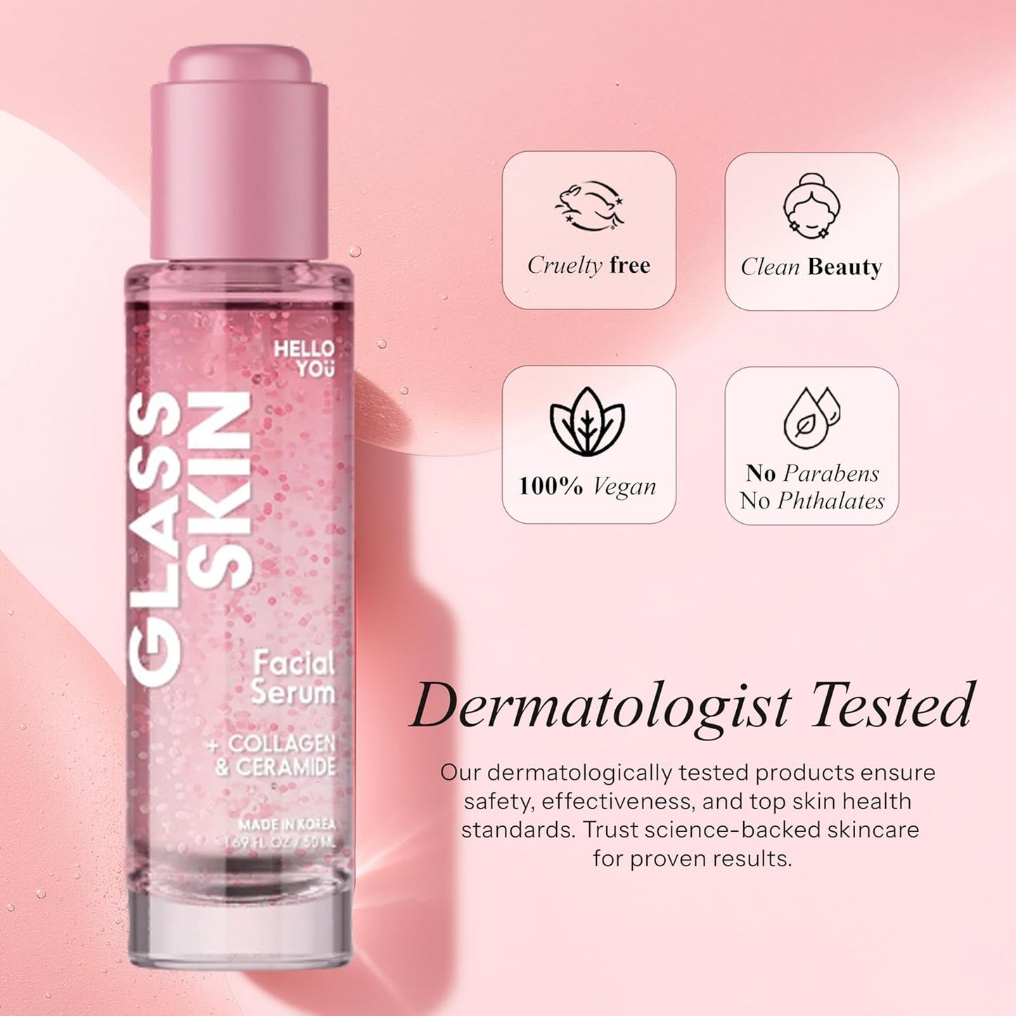 Hello You Collagen Face Serum with Ceramide - Dermatologist Tested, Anti-Aging, Korean Skin Care - Hydrates, Improves Skin Barrier, Promotes Glass Skin, Reduces Fine Lines & Wrinkles - 1.69 Fl Oz