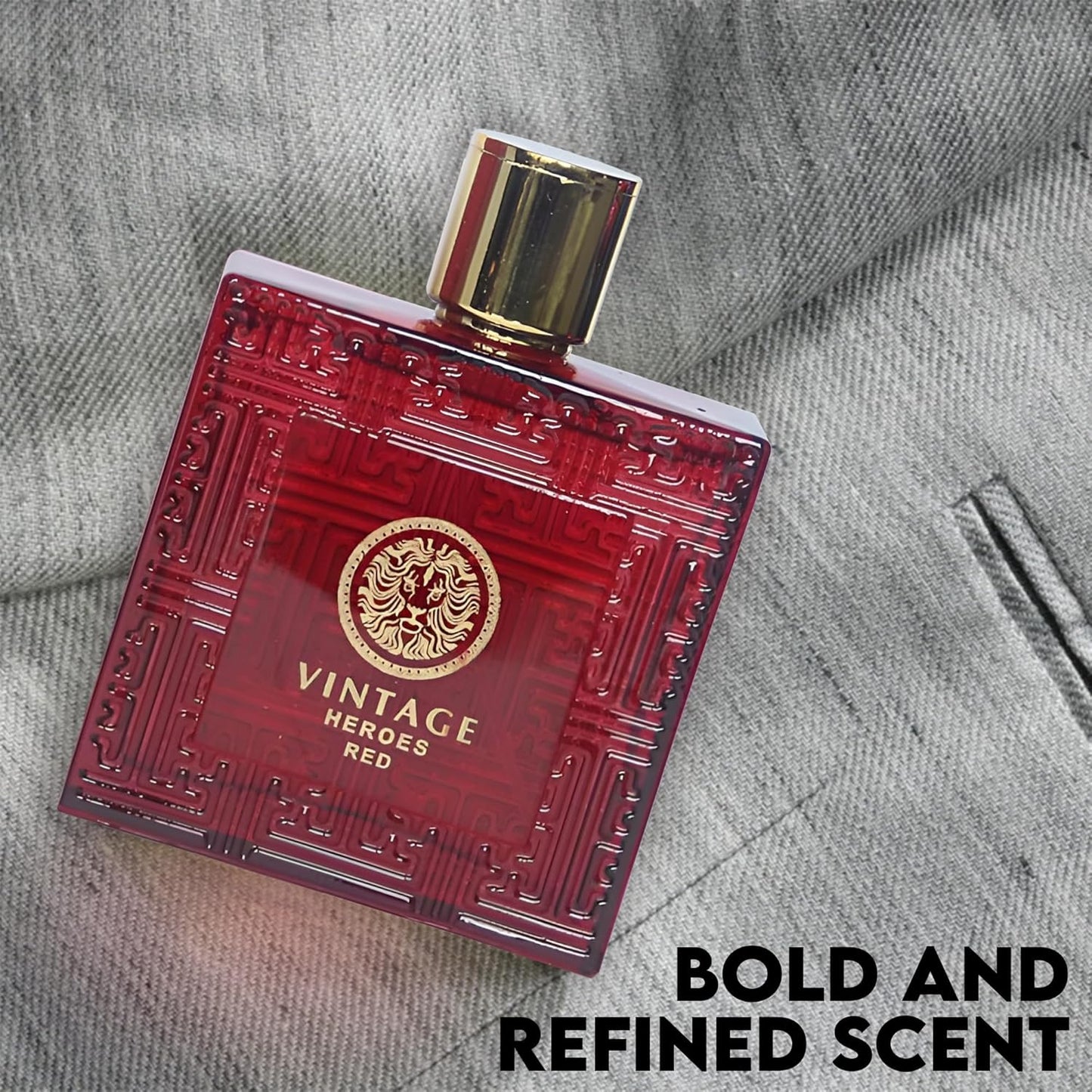 Vintage Heroes Red Men's Cologne Eau de Toilette Natural Spray Fresh Scent Masculine fragrance Great Holiday Gift a Classic Bottle, 3.4 Fluid Ounce/100Ml