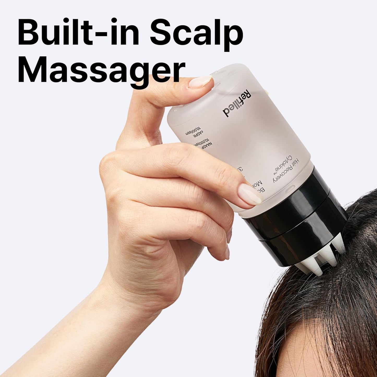 REFILLED Booster Plus Moisture | Hair Growth Serum & Thickening Scalp Treatment with Built-in Massager for Men & Women | Hair Loss & Thinning | Fuller & Baby Hair Regrowth | Fast-Absorbing with Biotin