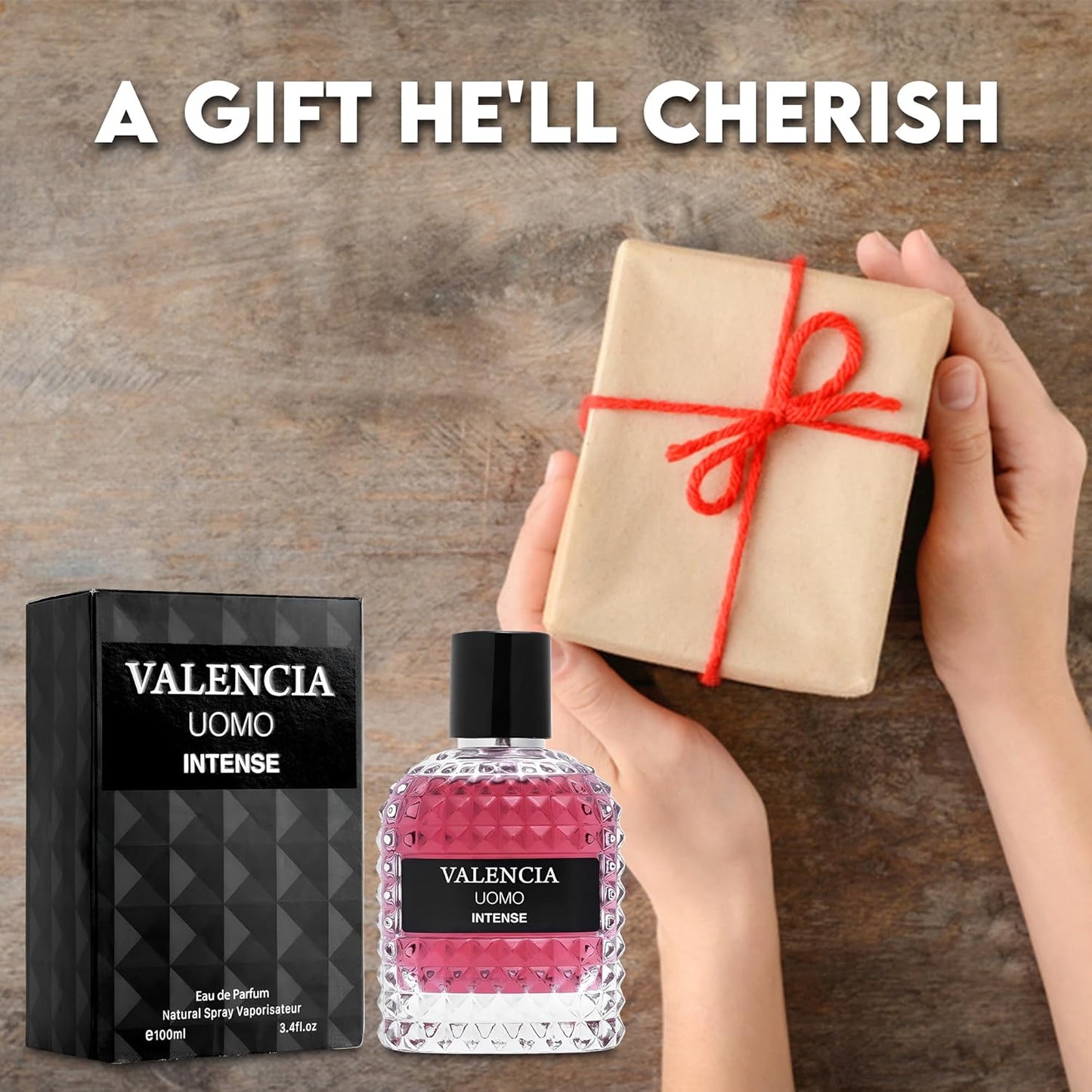 Valencia UOMO Intense Sensual Woody Fragrance for Men | Long Lasting Cologne Aromatic Scent, Eau de Parfum Natural Spray - Great Holiday Gift, 3.4 Fl Oz/100 Ml