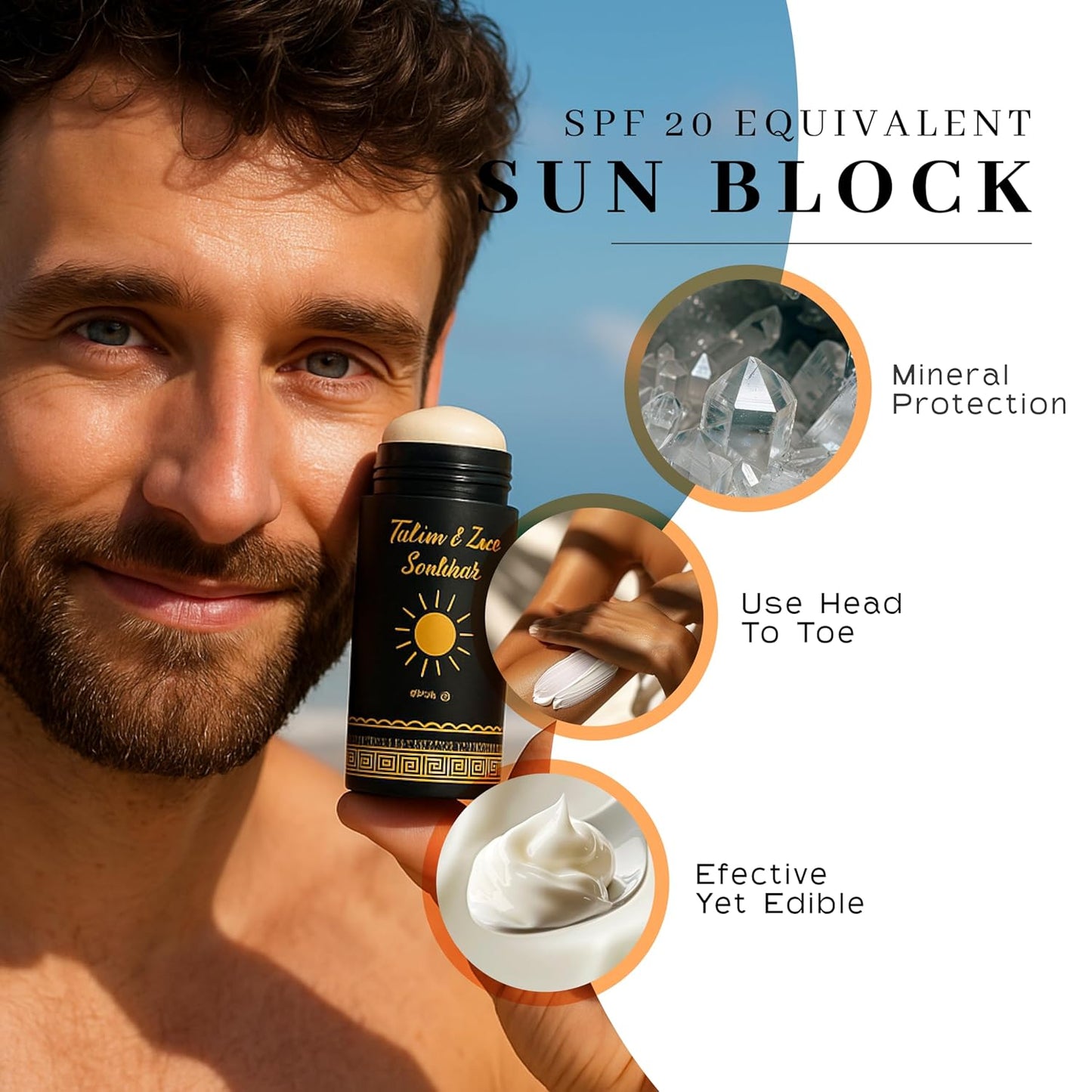 Vanman Tallow and Zinc Sunblock Stick - Mineral Sunscreen with Non-Nano Zinc Oxide - Sunstick Made with Grass Fed Beef Tallow for Face & Body Protection - 3.3 ounce