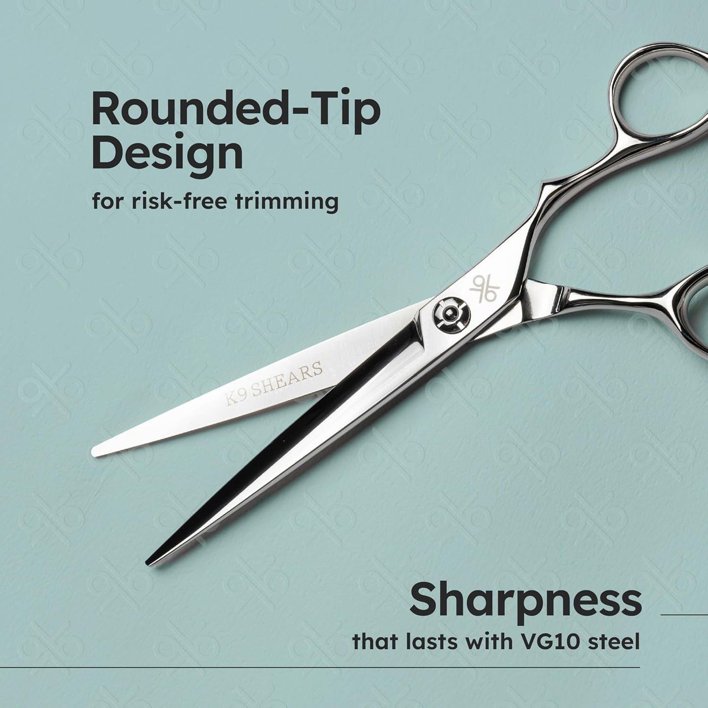 K9 6.5" Large Professional Hair Scissors – Barber Shears Made with Premium VG10 Steel, Lightweight, Razor-Sharp, Handcrafted with Ergonomic Handle and Convex Blade for Comfort, Also Great for Home Use