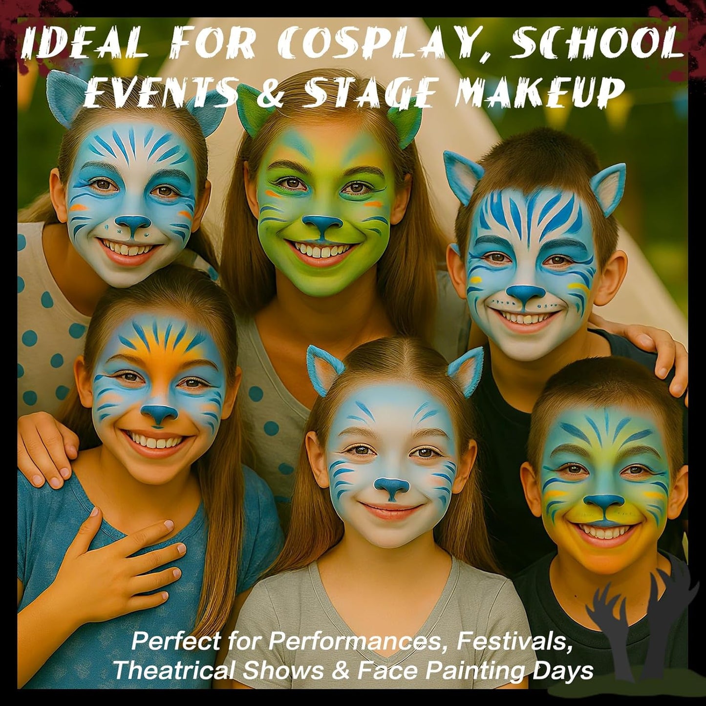 BOBISUKA Light Blue Face & Body Paint Stick Water-Based Washable Face Paint Makeup Stick for Halloween Sally, Corpse Bride, Avatar, Skeleton, Smurf, Cosplay, SFX, Sports Eye Black & Costume Party