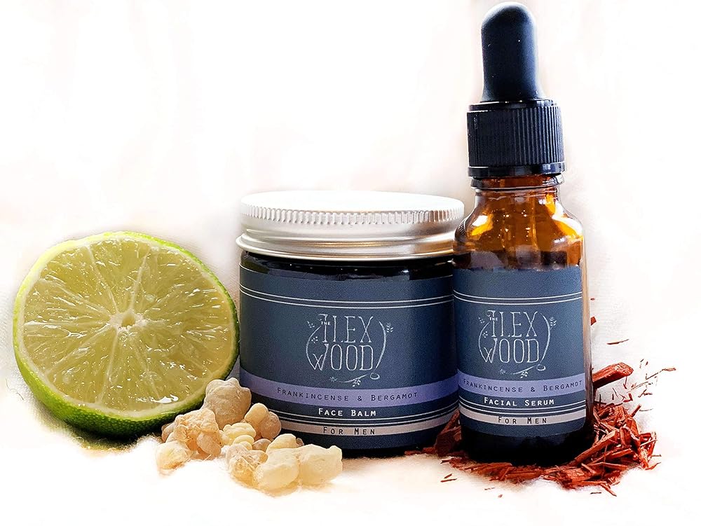 Frankincense and Bergamot Gift Set for both Men and Women - Face Cream and Serum - handcrafted, 100% Natural, Vegan, Moisturising, Anti Ageing, Cruelty Free, Palm Oil Free, Plastic Free