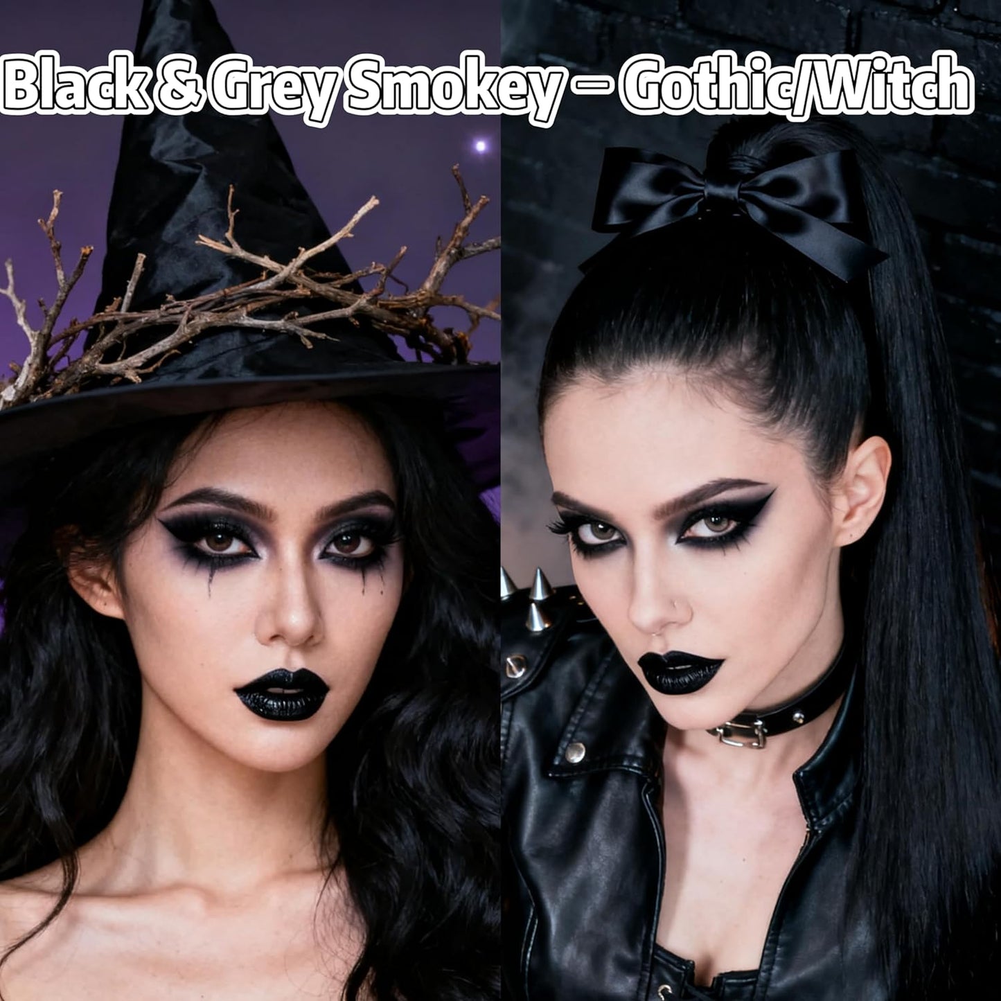 Black Blue Eyeshadow Palette Set - 18 Colors Smokey, Gothic & Halloween Eyeshadow Makeup Kit, Matte Shimmer & Glitter Shades, Cool Toned Eyeshadow for Corpse Bride, Sally, Witch & Cosplay Makeup