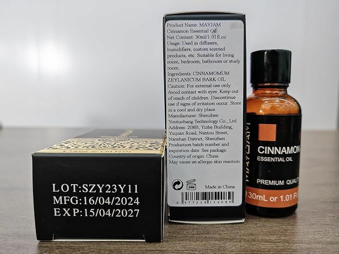 Cinnamon Essential Oil 30ml/1.01fl.oz, MAYJAM Premium Cinnamon Oils with Glass Dropper, Perfect for Diffusers Home Office Use