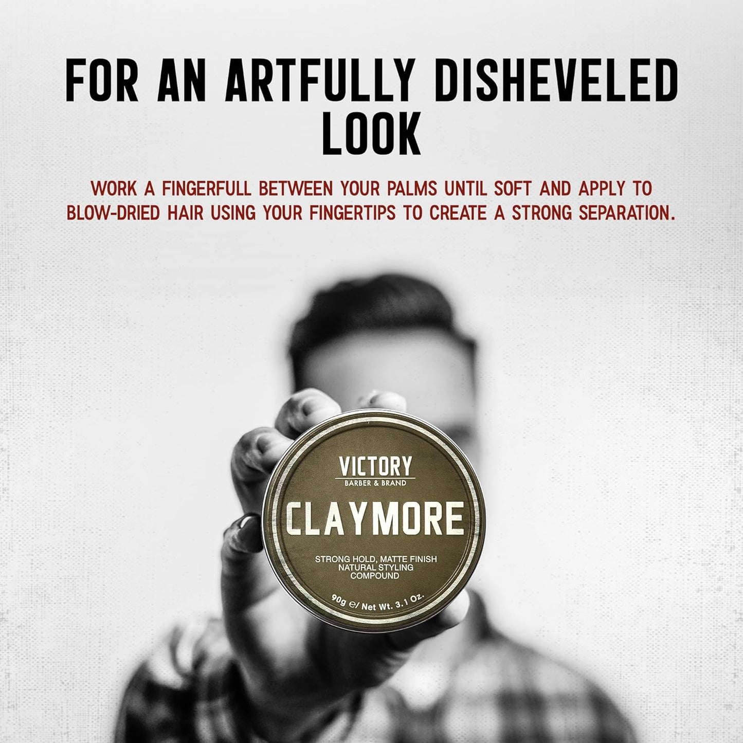 Victory Barber & Brand Claymore hair pomade for men | Strong Hold Matte Finish Men's Clay Pomade | made in usa | Designed by barbers, made for the rugged | Texturizing & Styling Clay 3.1 Oz