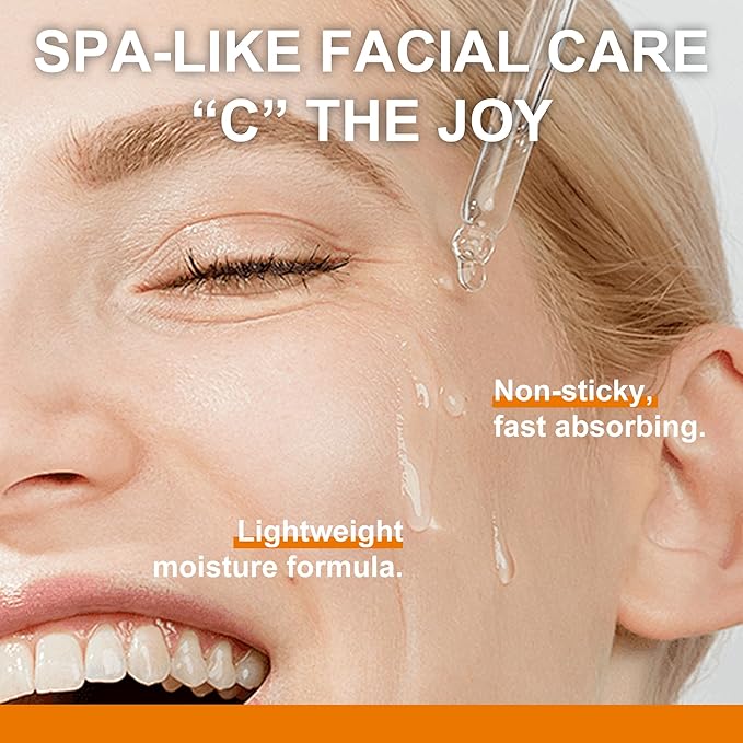 Vitamin C Serum for Face with Hyaluronic Acid, Hydrating & Tightening, Dual Vitamin C with Vitamin E & Pro-Xylane, For All Skin Types, 1fl oz Tawny Dropper Bottle