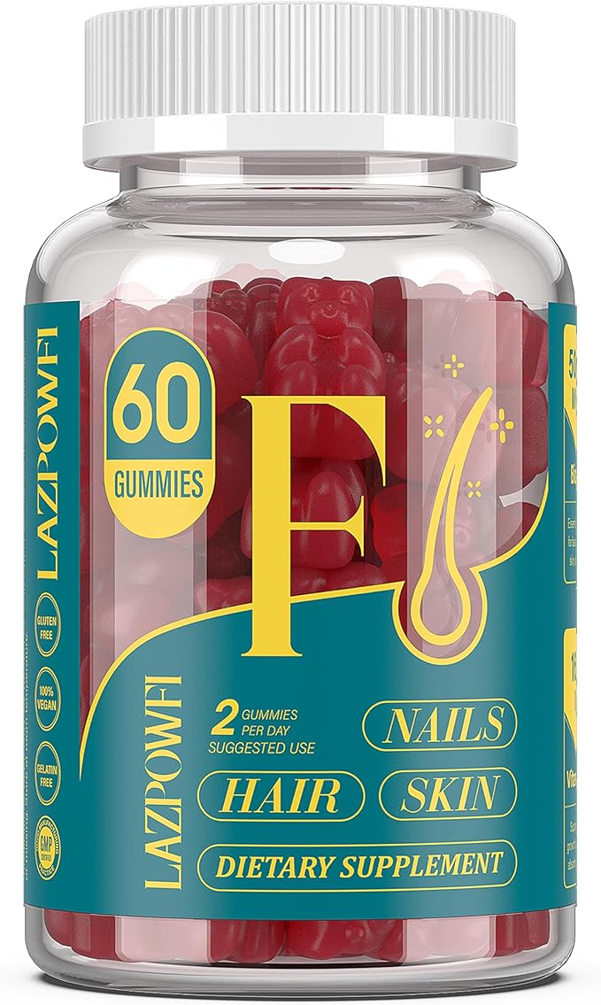 Biotin Gummies for Hair, Skin and Nails - Hair Vitamins for Men & Women, 10,000mcg Max Strength Vitamin B7 for Hair Growth and Stronger Nails,60 Counts - Cranberry Falvor-58