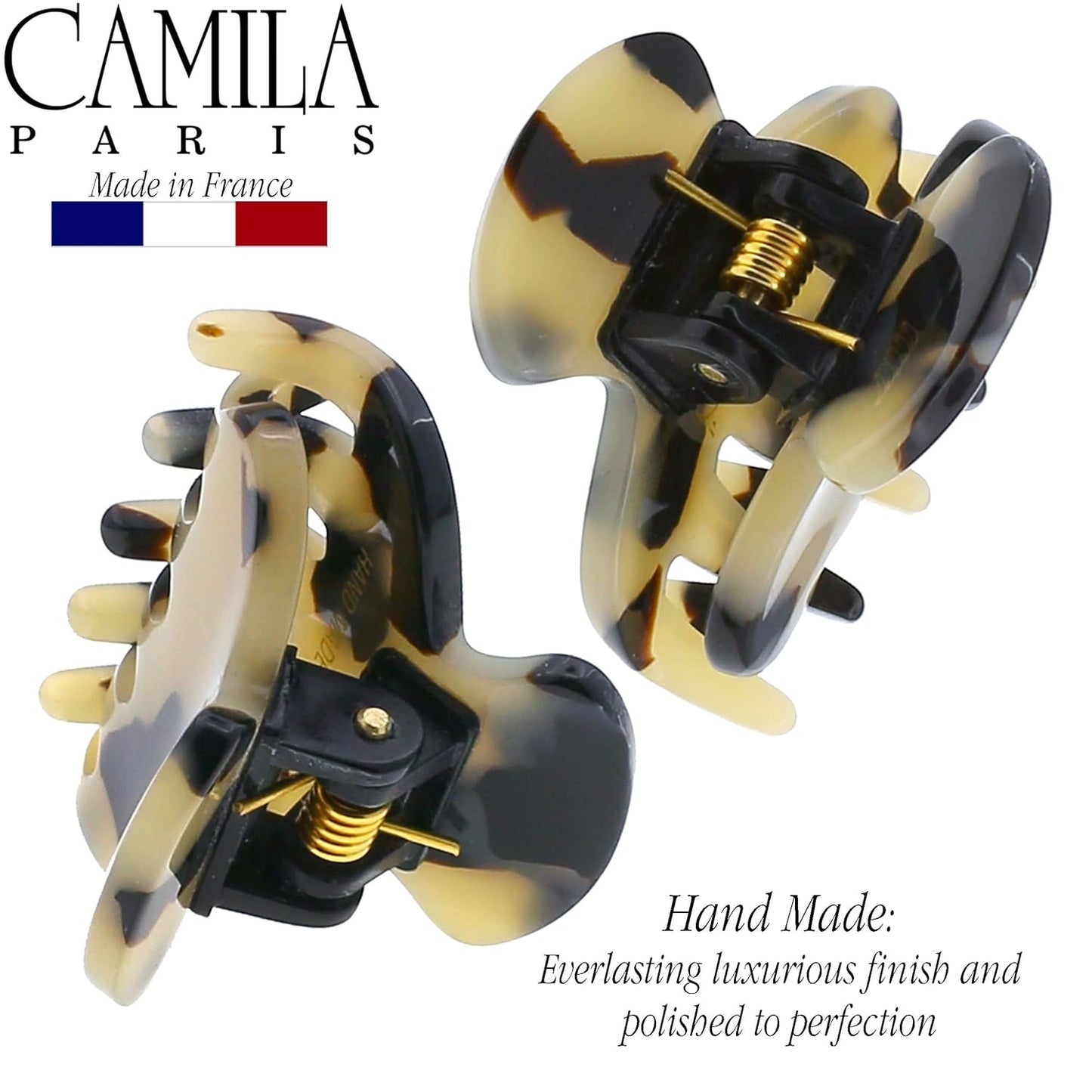 Camila Paris CP3066 French Hair Clip for Women, Handmade, Ivory Tokyo, Small, Girls Hair Claw Clips Jaw, Durable Styling Hair Accessories for Women, Strong Hold Grip, Made in France