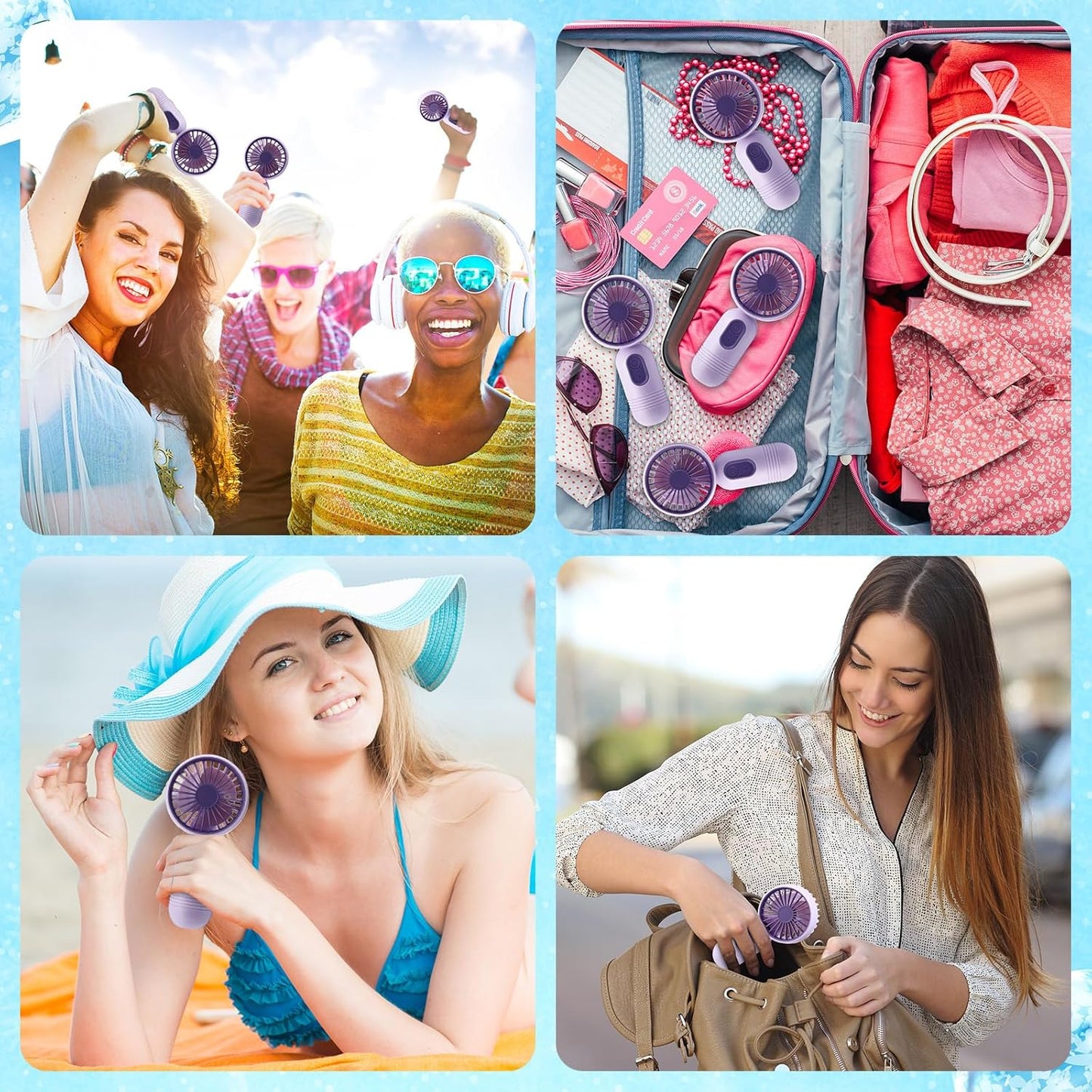 12 Pack Mini Portable Handheld Fan Bulk for Travel 3 Speeds, Rechargeable USB Battery Operated, Small Personal Eyelash Fans for Women Men Indoor Outdoor(Purple)