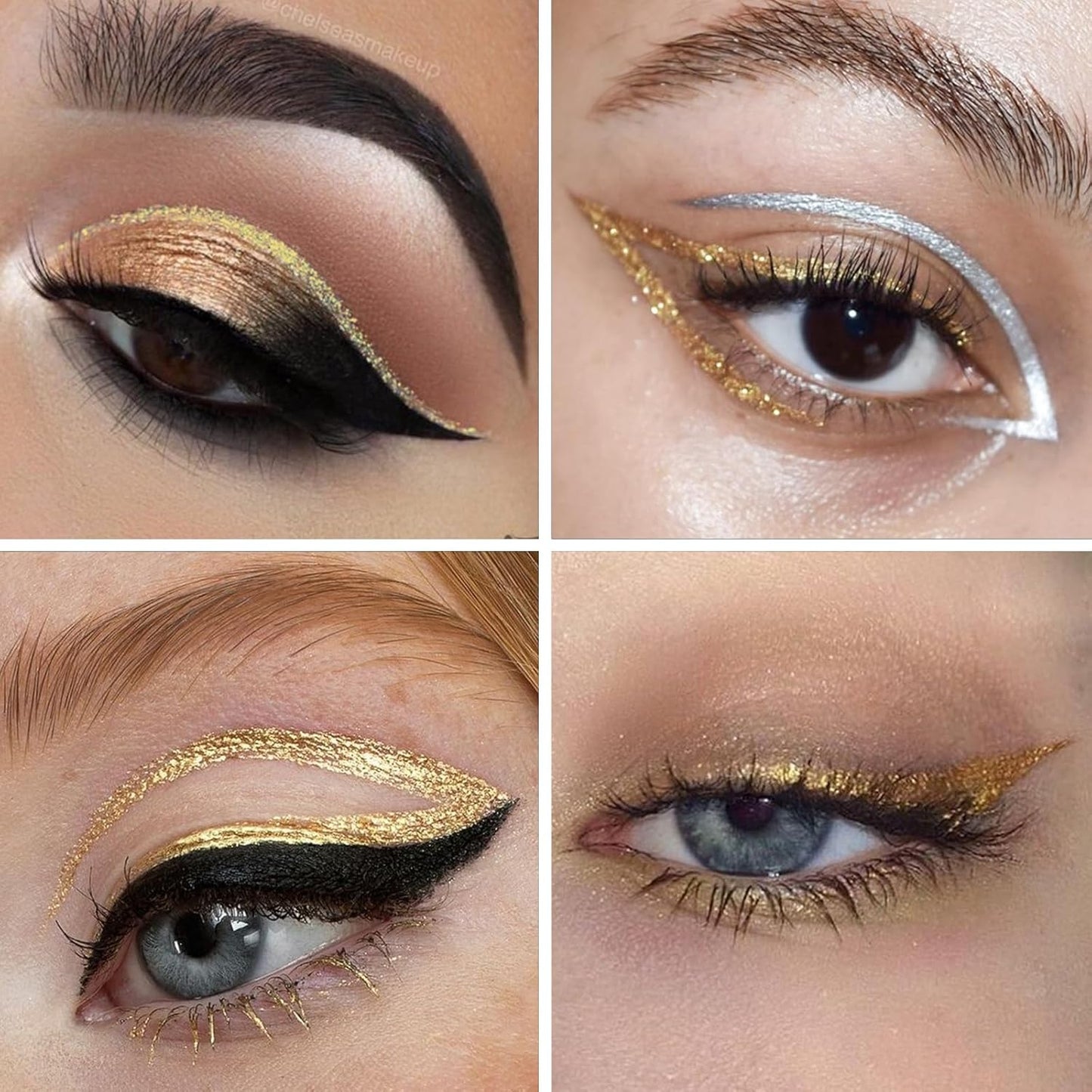 docolor Eyeliner, 2PCS Gold Liquid Eyeliner Waterproof Eye Liner Pen Super Slim Precise All Day Gold Eye Pencils Professional Makeup Liquid Eye Liner Pencil for Women