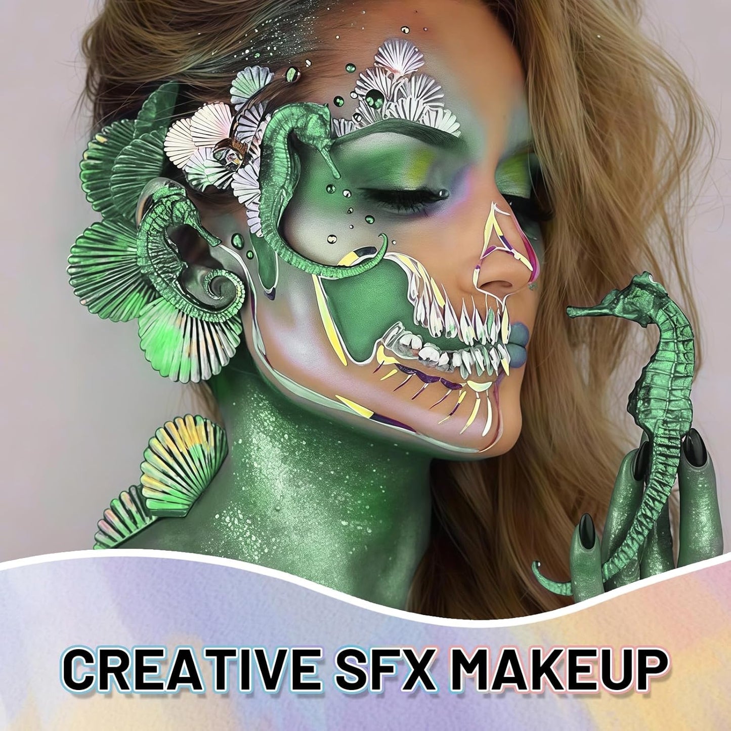 Green Water Based Face Body Paint for St. Patrick’s Day, 2.37 OZ Large Tube Full Coverage Face Paint for Cosplay Gamora Hulk Witch, Washable Green Body Painting Cream Adult Halloween SFX Makeup