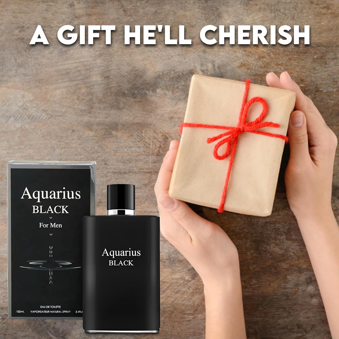 Aquari Black Sensual Woody Fragrance for Men | Long Lasting Cologne Aromatic Scent, Eau de Parfum Natural Spray - Great Holiday Gift, 3.4 Fl Oz/100 Ml