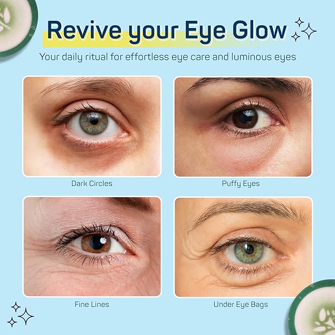 SpaLife Cooling Eye Pads - Korean Soothing Eye Pads for Dark Circles, Puffy Eyes, and Wrinkles - 48 Pads with Fruit + Vegetable Extracts - Revitalizing Hydrating Eye Pads for Eye Treatment (Cucumber)