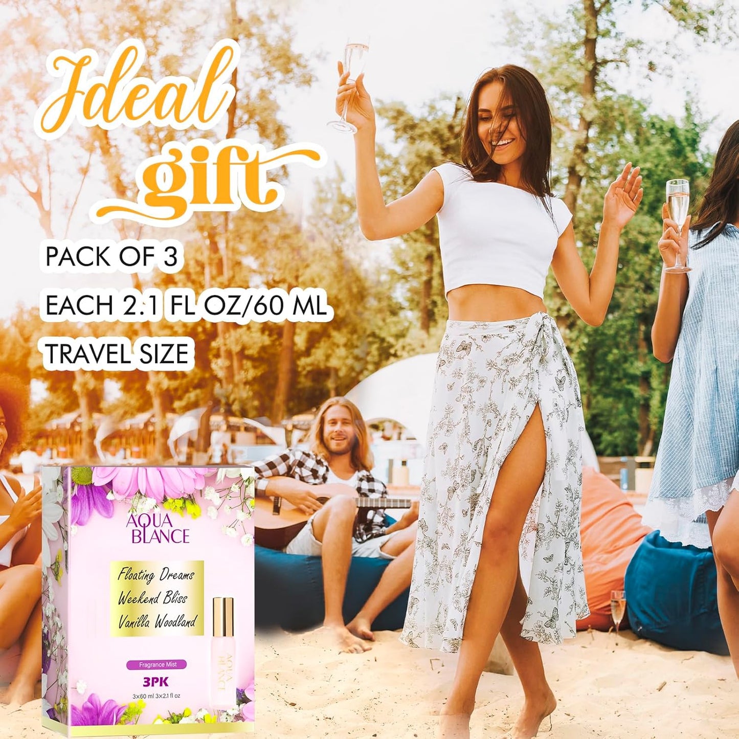 Body Spray Set for Women, Each 60ml/2.1 FlOz, Travel Size Womens Fragrance Body Spray, Three Scents - Vanilla Woodland, Lavender, Jasmine Raspberry