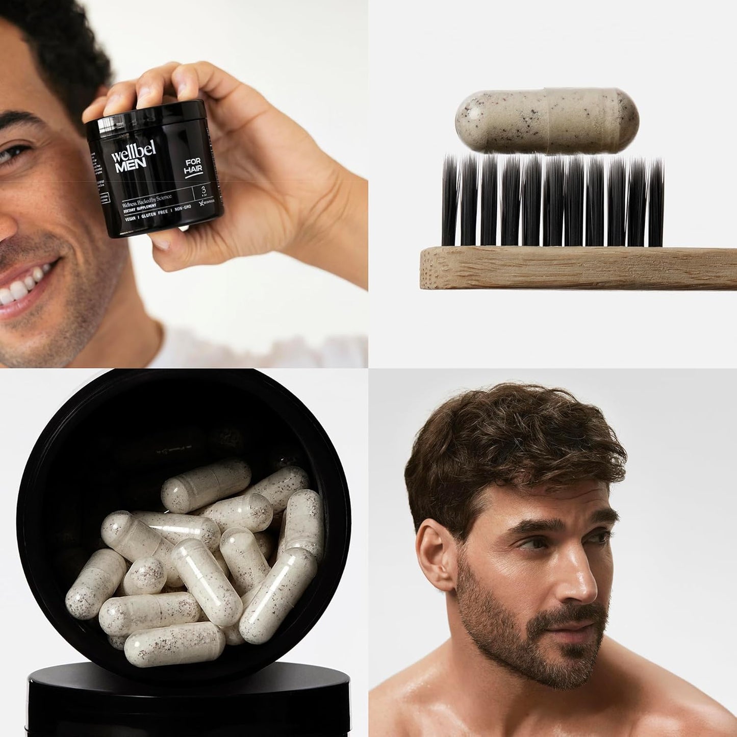 WELLBEL Men Clean Supplement for Hair, Skin, and Nails, Vegan, Gluten Free and Non GMO 90 Count