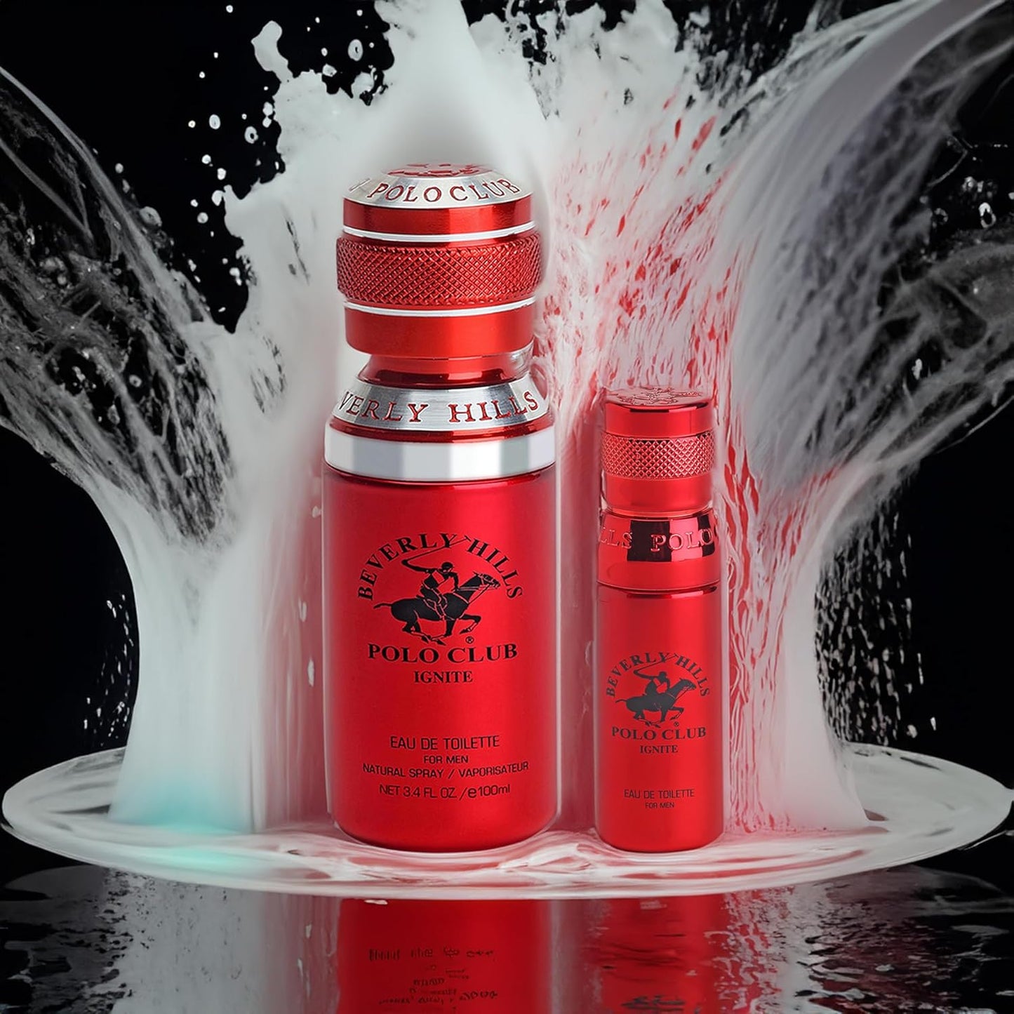 Beverly Hills Polo Club Ignite Men's Cologne Bonus Pack - Designer Eau De Toilette Spray Set 3.4oz & Travel 0.5oz - Long-Lasting, Alluring, Signature Fragrance for the Modern Man