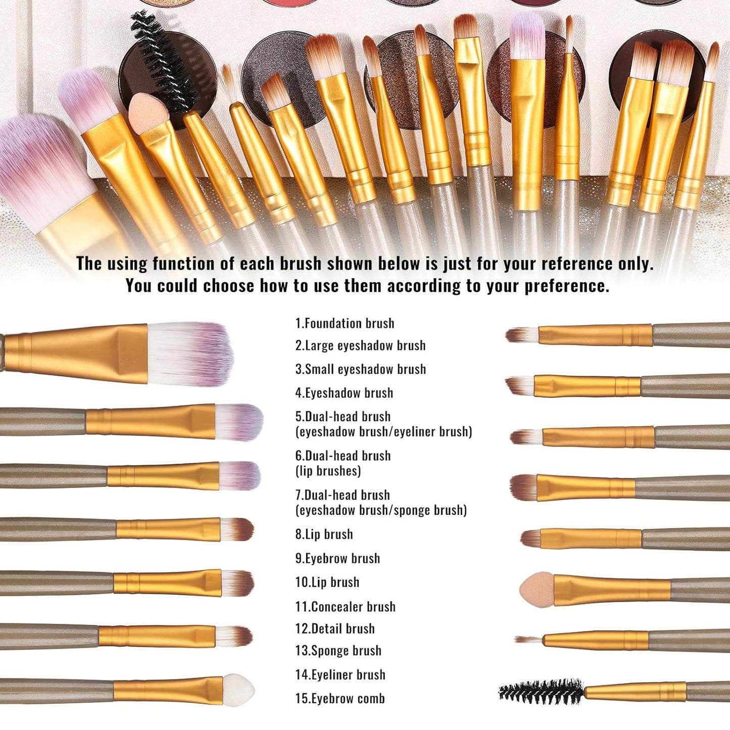 UCANBE Eyeshadow Palette with Brushes Makeup Sets, Pigmented Eye Makeup Pallet Holiday Gift Set, Goth Smokey Rosy Neutral Glitter Rainbow Eye Shadows & Contour Highlight Blush All-in-One Make Up Kit