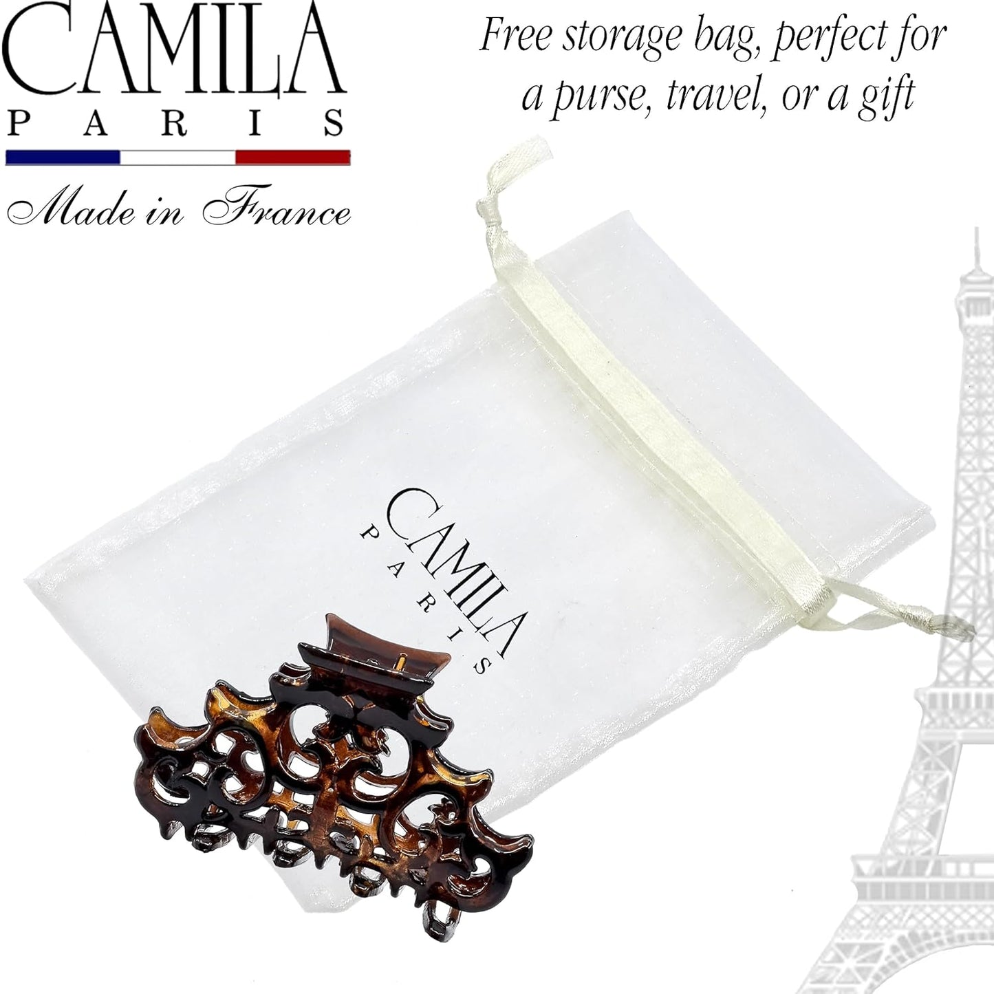 Camila Paris NV106 French Hair Clip for Women, Girls Hair Claw Clips Jaw Fashion Durable and Styling Hair Accessories for Women, Strong Hold No Slip Grip, Made in France