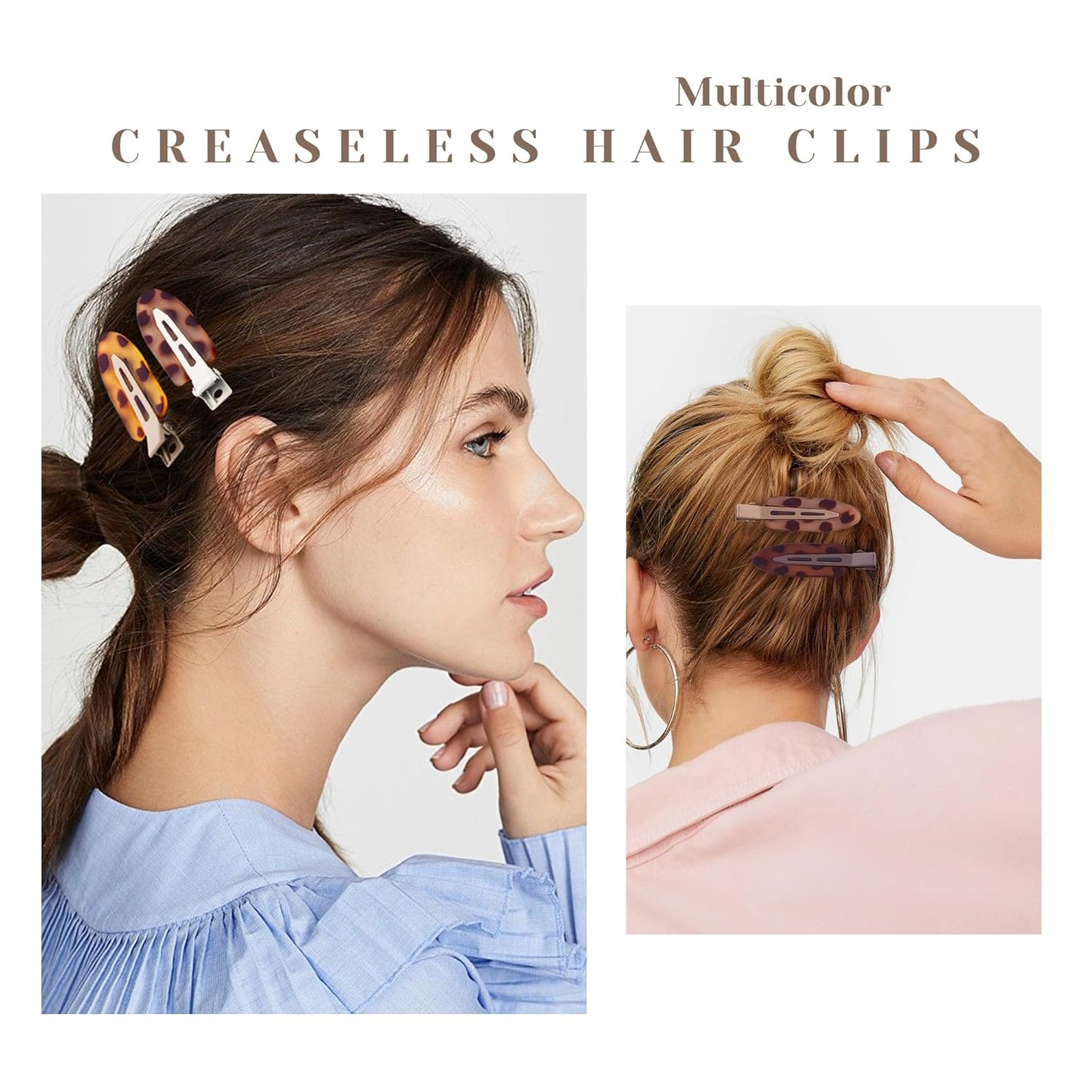 10 Pcs Creaseless No Crease No Bend Flat Hair Clips For Styling Non Slip Makeup Clips For Women Salon Hairstyle,Tortoiseshell