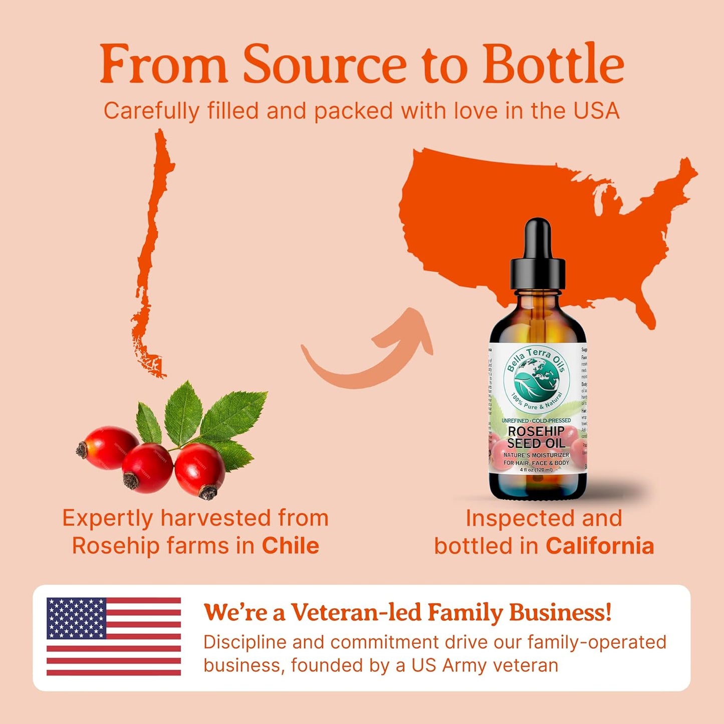 Bella Terra Oils Pure Rosehip Seed Oil – 1 gallon, Nourishing, Hydrating, Rejuvenating, Rich in Vitamins, Enhances Hair and Skin Health