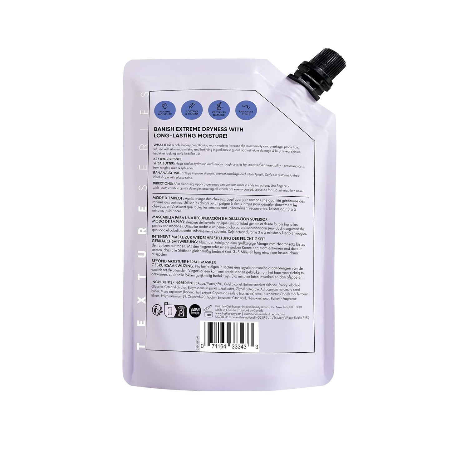 HASK Beyond Moisture Recovery Mask with Shea Butter & Banana Extract for Wavy, Curly, Coily & Kinky Hair, Softens, Moisturizes, Prevents Damage, Vegan, Sulfate-Free, Cruelty-Free – 8 fl oz