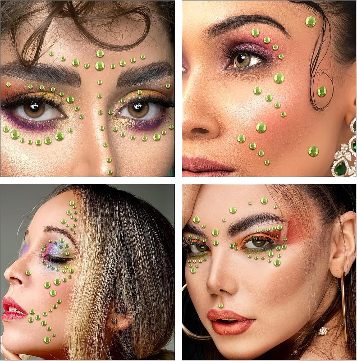 591pcs Face Gems Hair Gems Pearls, Self-Adhesive Face Jewels Eye Rhinestones 3/4/5/6/8 mm Face Gem Stick on, Halloween Makeup Gems Rave Accessories for Face Eyes Body Makeup (08.Light Yellow)