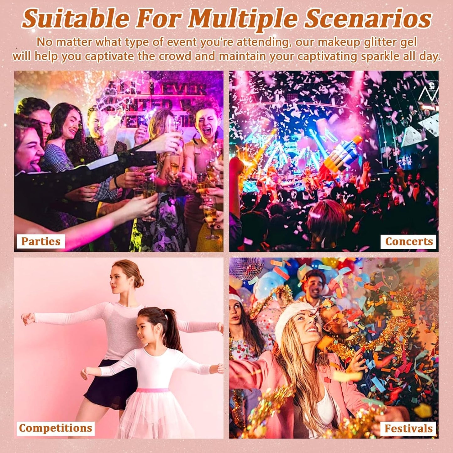 Boko 50ML Body Glitter Gel, Blue Purple Mermaid Chunky Glitter Gel for Face Hair Body Sparkle Makeup, Cosmetic Face Glitter Sequins for Christmas Festival Concert Party Event Rave Accessories