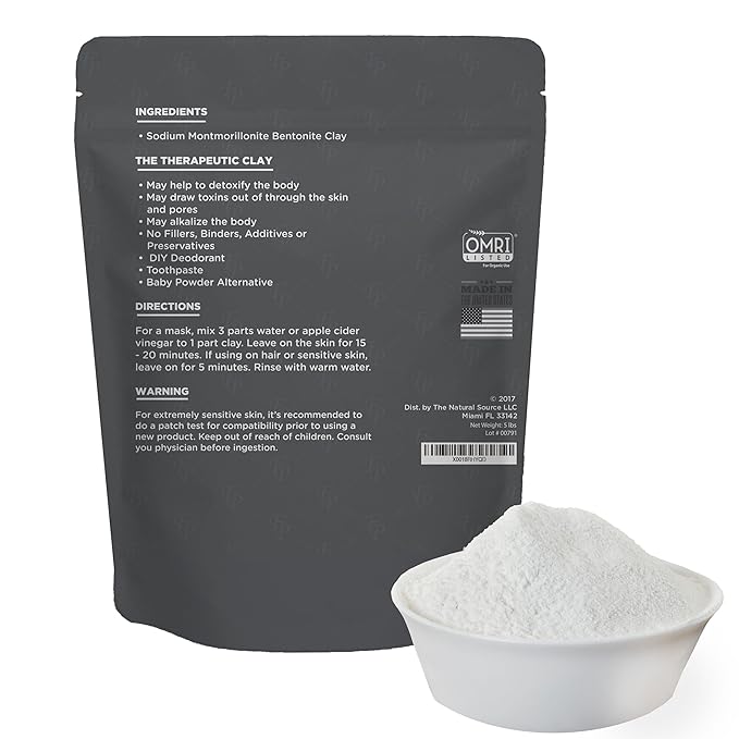 Bentonite Clay Food Grade Powder 2 Lb – Natural Heavy Metal Detox & Pore Cleansing | Indian Healing | DIY Hair & Facial Mask Treatment for Oily Skin | Toothpaste, Deo, Bath & Foot Soak