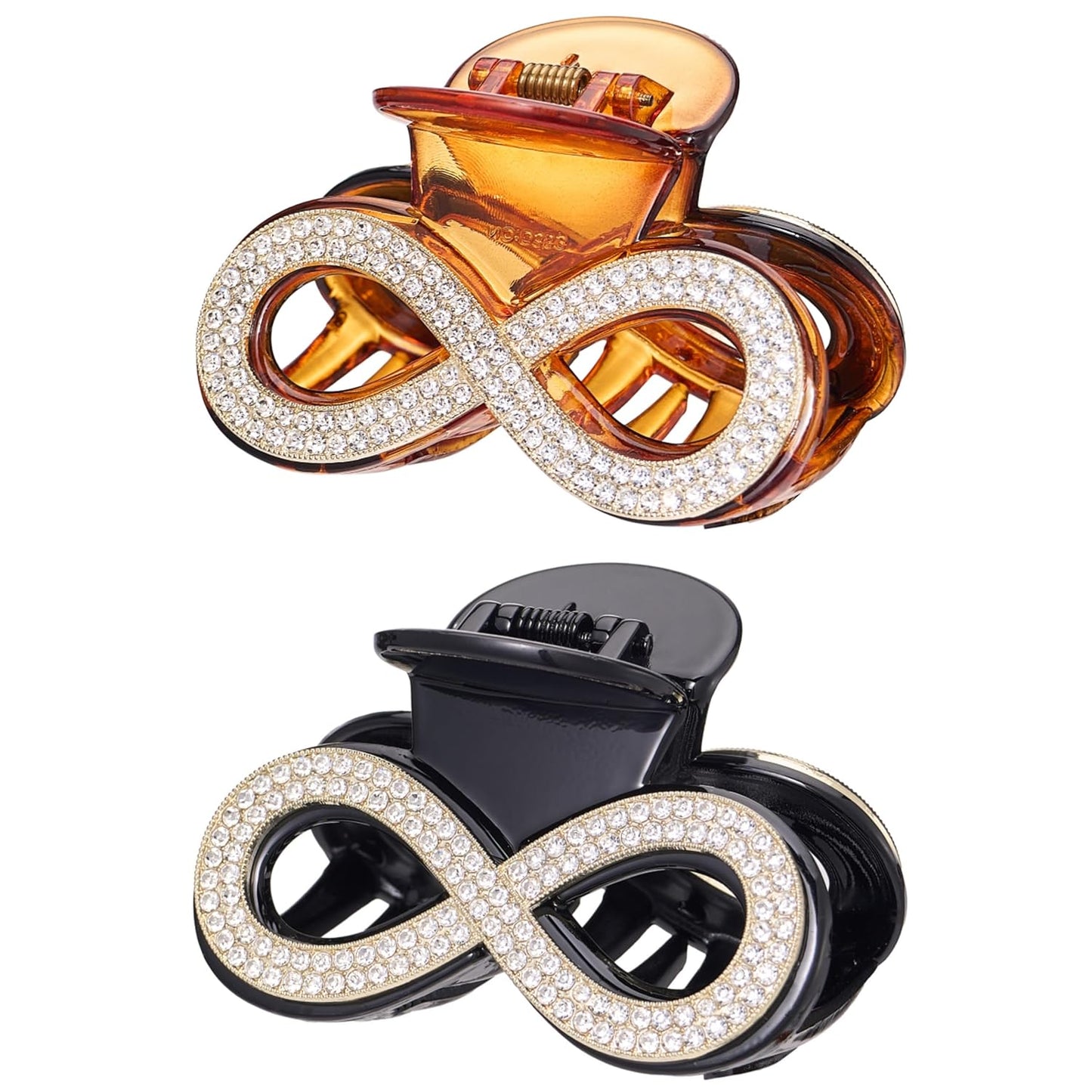 SINIDE Rhinestone Hair Clips, Crystal Claw Clips Nonslip Acrylic Jaw Clip for Thick Long Hair, Plastic Fashion Clamps Accessories for Women Strong Hold Barrette for Styling (2 Pack)