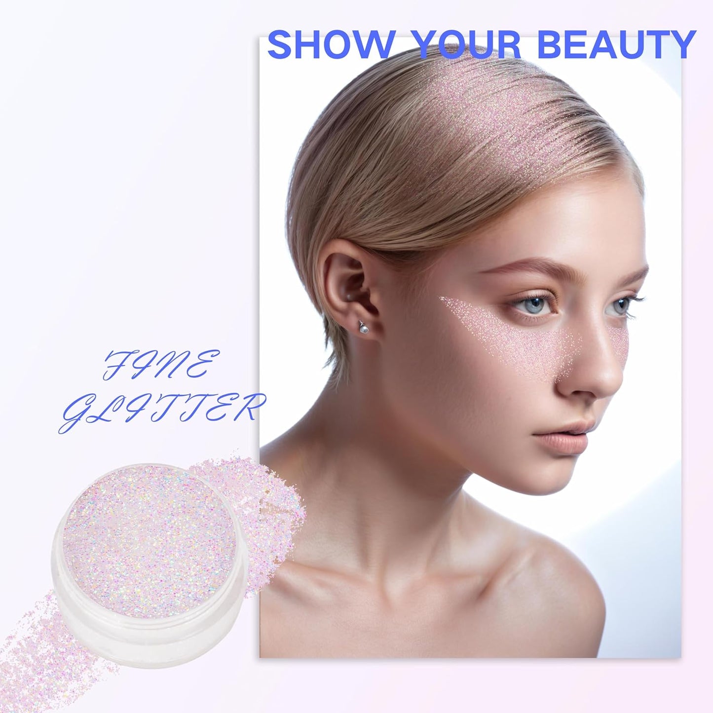 Mermaid White Face Glitter Gel,10g/pc 4 Styles Body Glitter for Kids,Mardi Gras Outfits Sparkling Hair Glitter Cheer Makeup Glitters Rave Festival Accessories,40g/1.41 oz