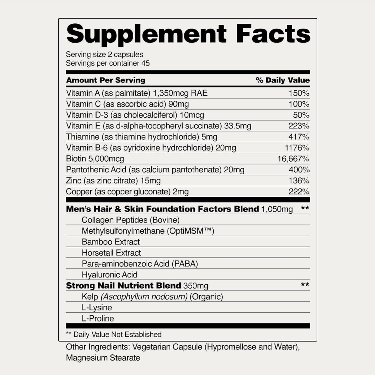 Hair Growth Supplement - Promotes Hair Regrowth, Stops Hair Loss & Boosts Beard Growth with Biotin, Kelp, Bamboo & More for Skin, Nails & Hair (60 Capsules)