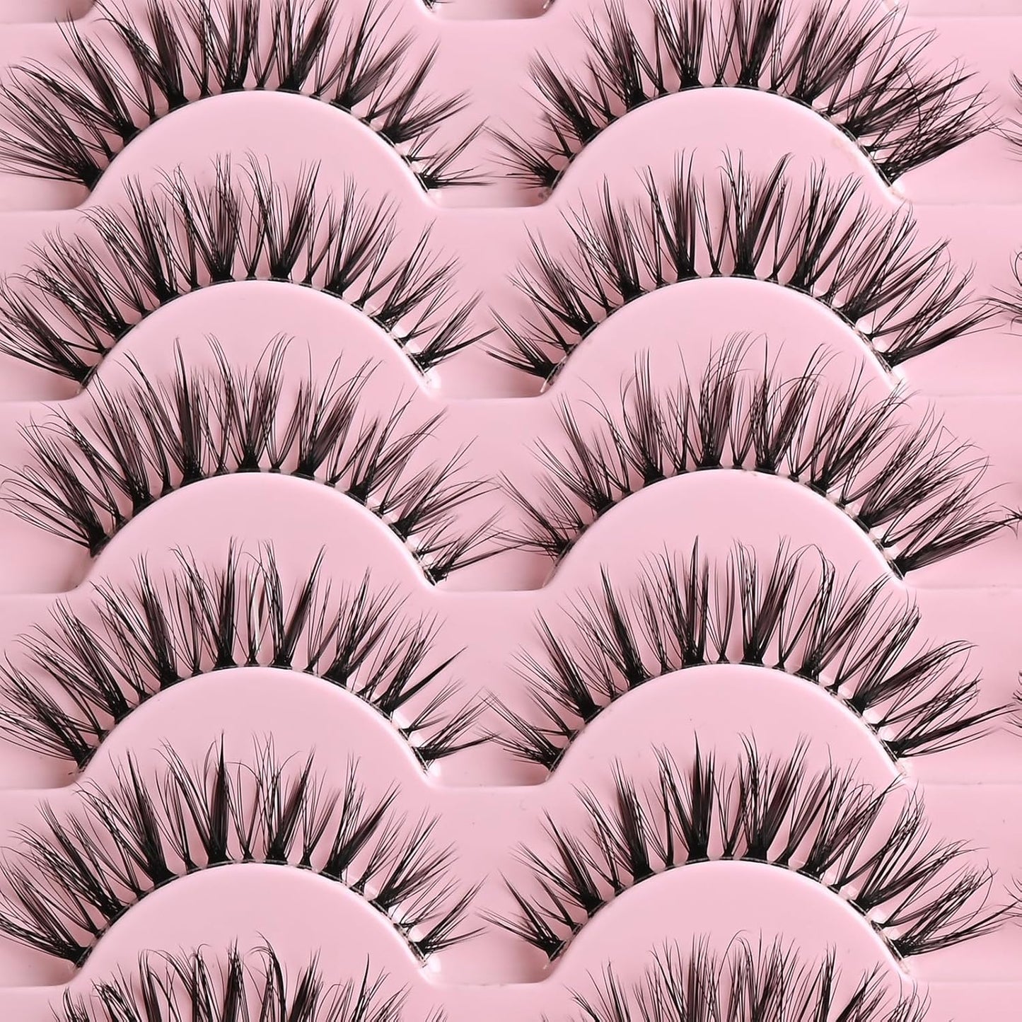 FARRED Cat Eye Lashes False Eyelashes Natural Look Clear Band Wispy Lashes 14 Pairs Lash Strips Hybrid Full Cateye Medium Length Strip Lashes Pack Pestañas (F28 | 8-14mm)