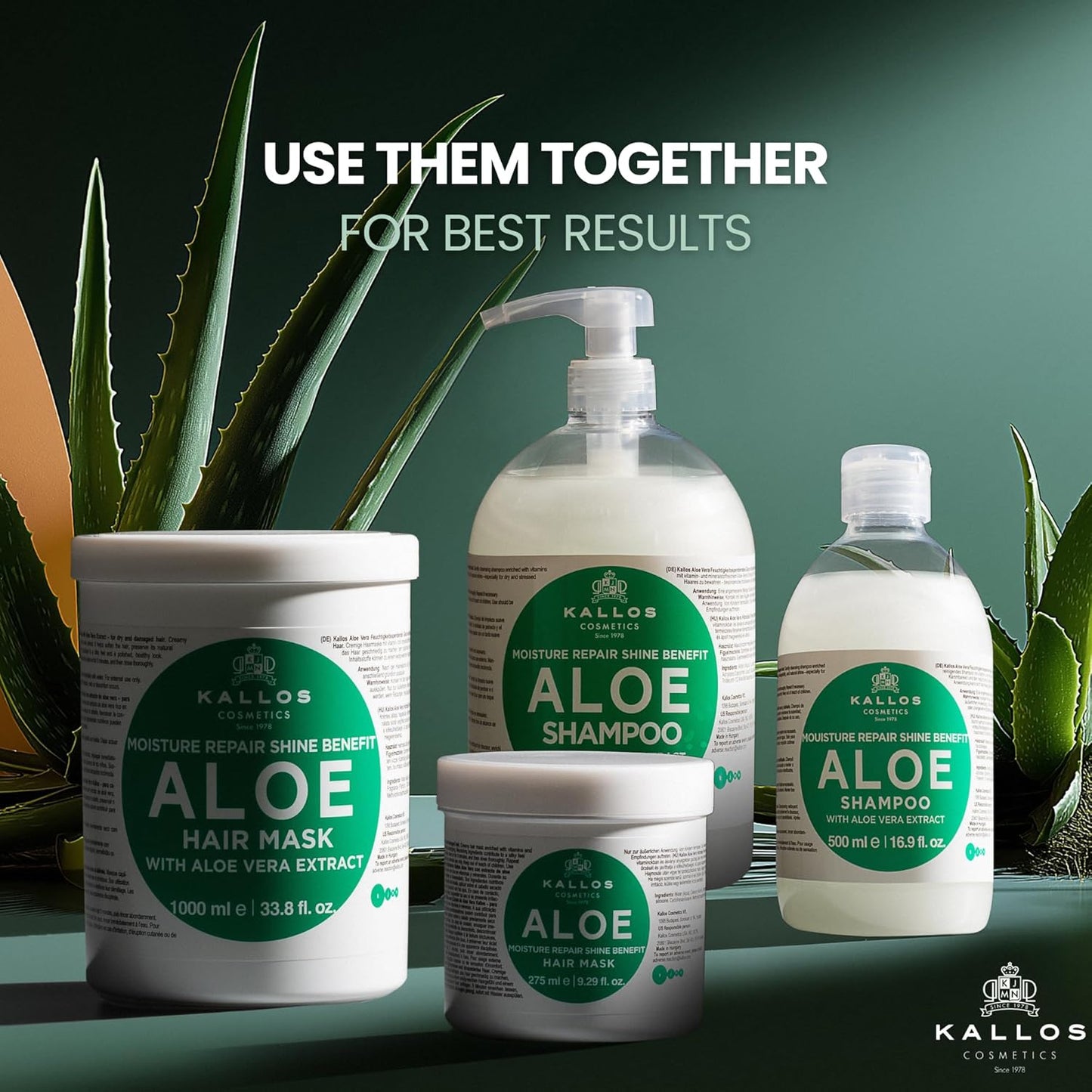 Kallos KJMN Aloe Moisture Repair Shine Hair Mask with Aloe Vera Extract & Vitamins 275 ml - 9,29 Fl Oz