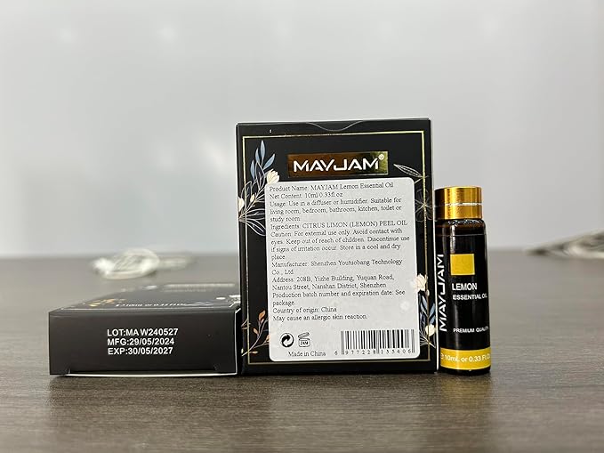 Lemon Essential Oil, MAYJAM 10ML/0.33FL.OZ Premium Lemon Oils for Soap Candle Making, Diffuser, Bedroom, Living Room, Office