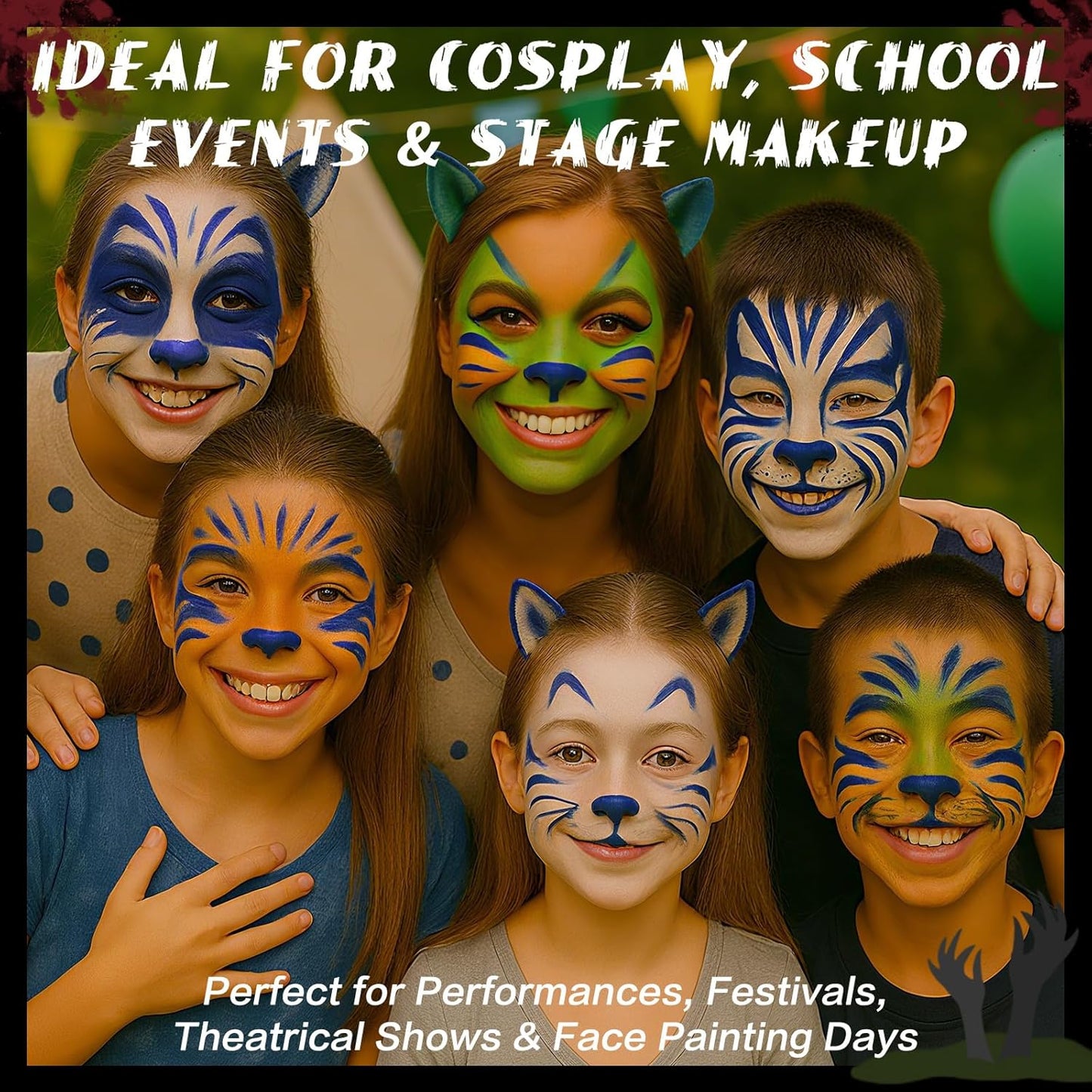 BOBISUKA Blue Face & Body Paint Stick Water-Based Washable Face Paint Makeup Stick for Halloween Avatar Smurf Mystique Skeleton Skull Clown, Cosplay, SFX, Sports Eye Black & Costume Party