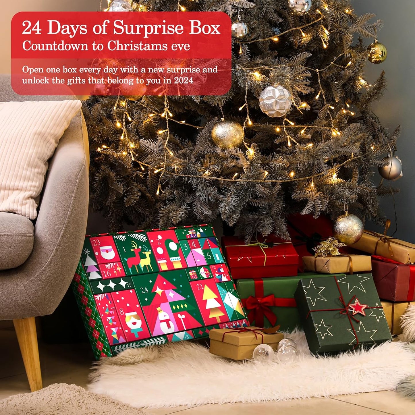 Christmas Advent Calendar 2025 For Adult Women, Christmas 24 Pieces Beauty Fashion and Jewelry Bath Sets Countdown Gifts, Christmas Surprise Gift Baskets for Women, Mom, Wife, Sister, Colleague, Adult