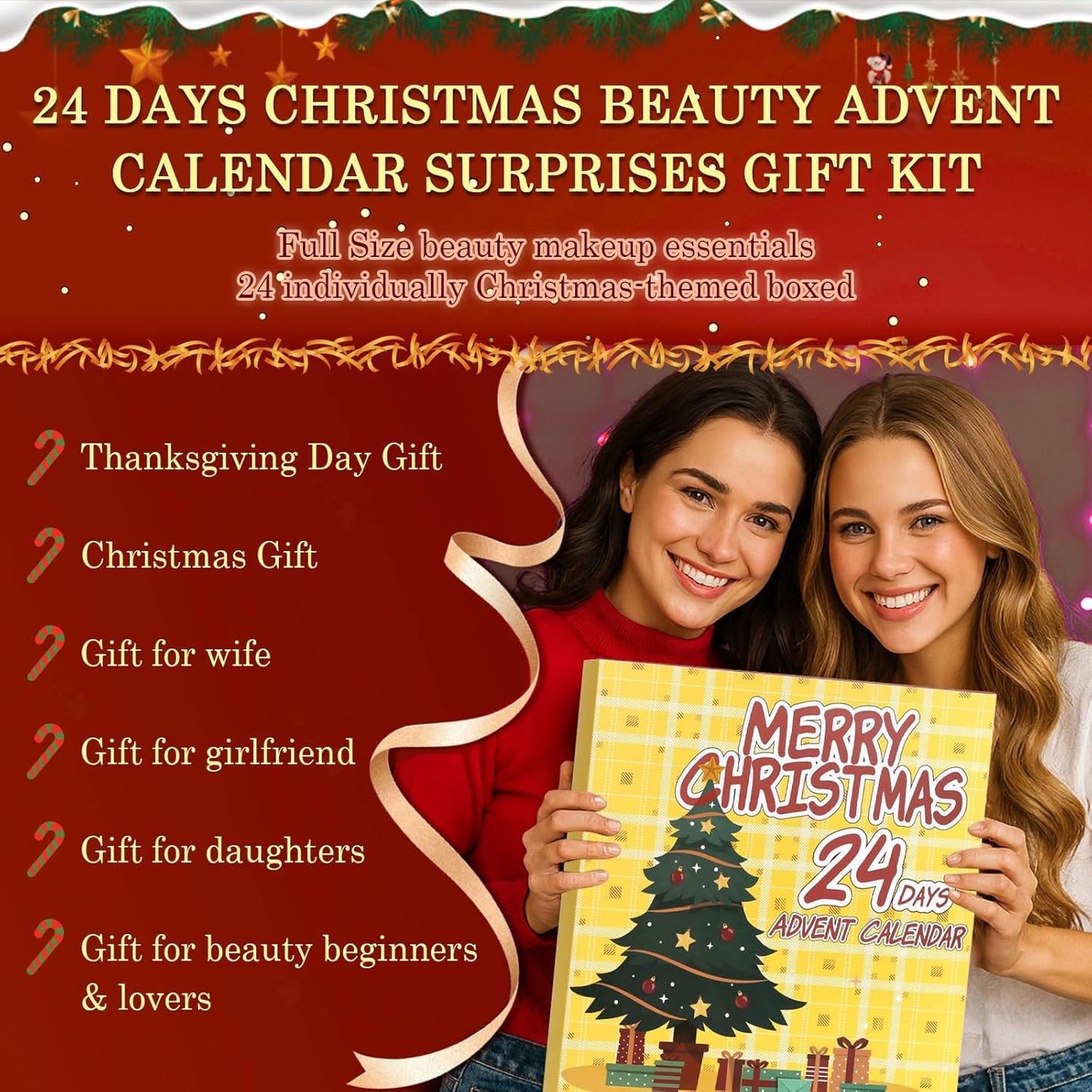 UCANBE Makeup Advent Calendar 2025, 24 Days Christams Makeup Sets For Women Gift, 2025 Xmas Countdown Calendar 24 Individually Boxed Full Make Up Kits For Teens Beauty Gift