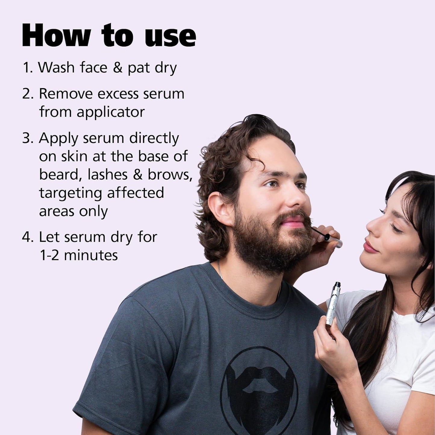 DABALASH Men Professional Facial Hair, Eyelash & Brow Growth Serum with Castor Oil – Promotes the Appearance of Naturally Longer, Fuller, Thicker & Stronger Hair – 0.18 oz