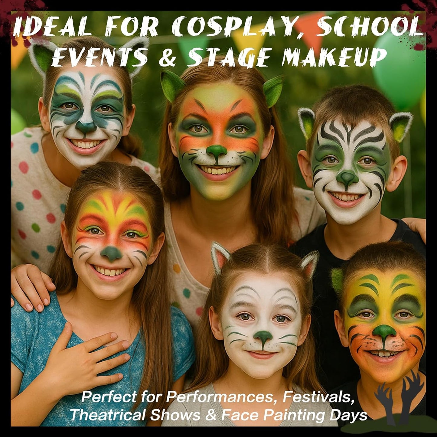 BOBISUKA Green Face & Body Paint Stick Water-Based Washable Face Paint Makeup Stick for Halloween Zombie, Witch, Hulk, Goblin, Hunting, Camo, Cosplay, SFX, Sports Eye Black & Costume Party