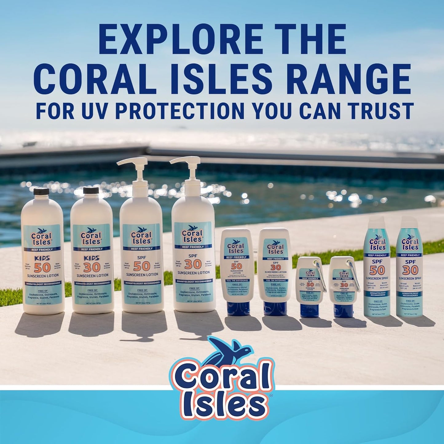 Coral Isles SPF 30 Sunscreen Spray - Hawaii Compliant - Oxybenzone & Octinoxate Free - Broad Spectrum - Water Resistant, 6 Fl Oz (Pack of 2)