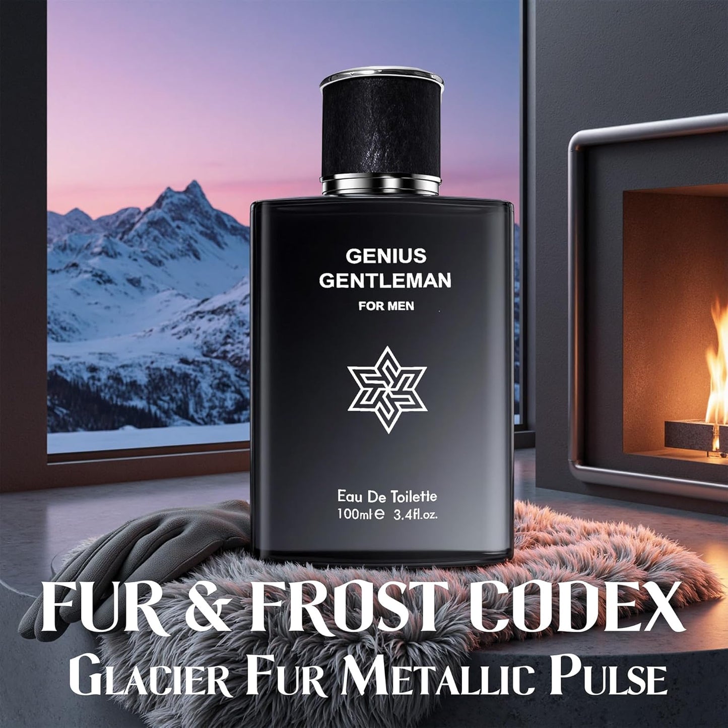 Genius Gentleman Cologne for Men Natural Eau de Toilette 3.4 Fl Oz with Whiskey,Iris,Woodsy Notes,Amber,Bergamot Notes Fragrance Alcohol-Free Luxury Men's Perfume for Daily Use