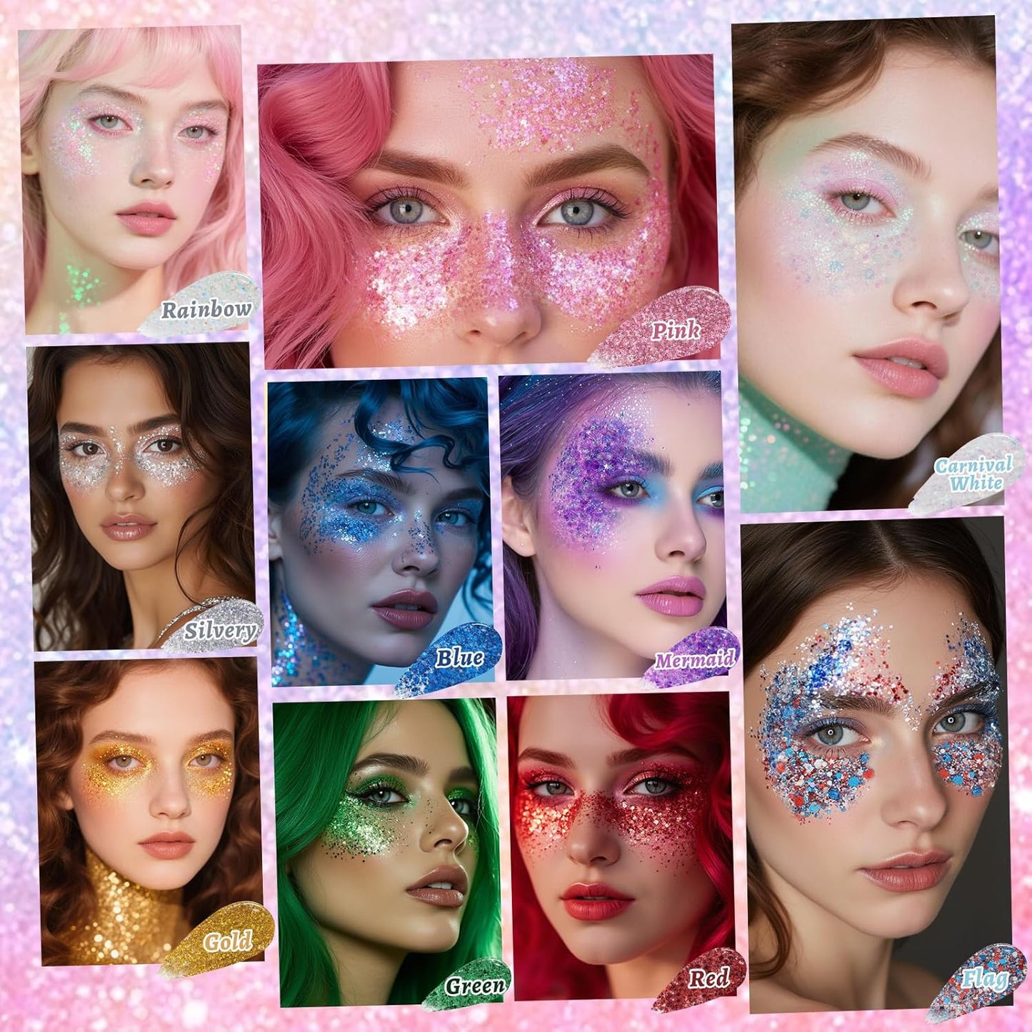 Silvery Face and Body Glitter Stick for Sparkling Makeup, Hair Glitter Accessories for Women, Highlighting Stick for Fairy Dust Makeup, Cheerful Face Glitter for Festive Parties and Carnivals