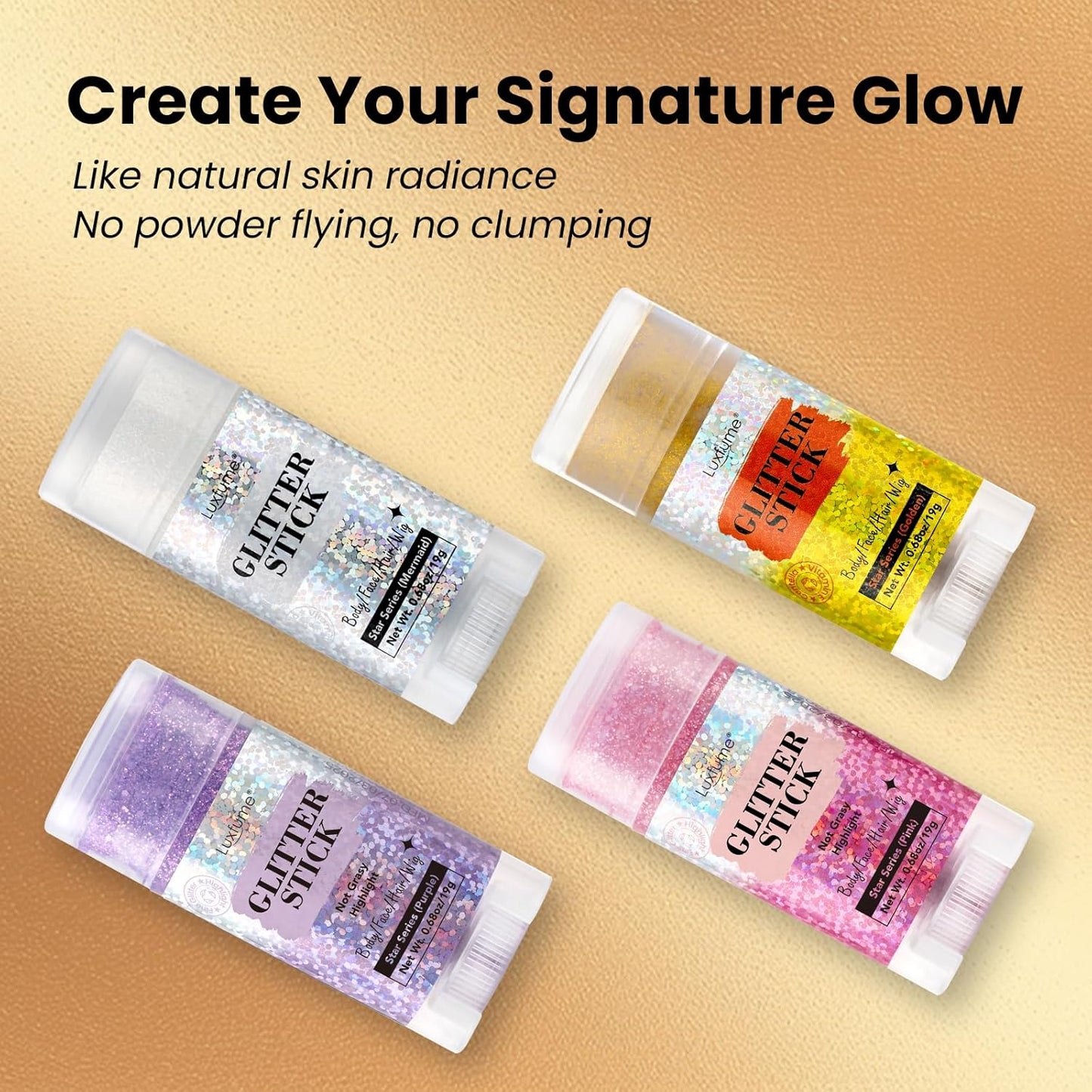 Mermaid Hair Glitter Stick, Waterproof Face Glitter for Concerts Music Rave Festival Party, Face and Body Glitter Makeup with Sparkle for Women Body/Face/Hair/Wig